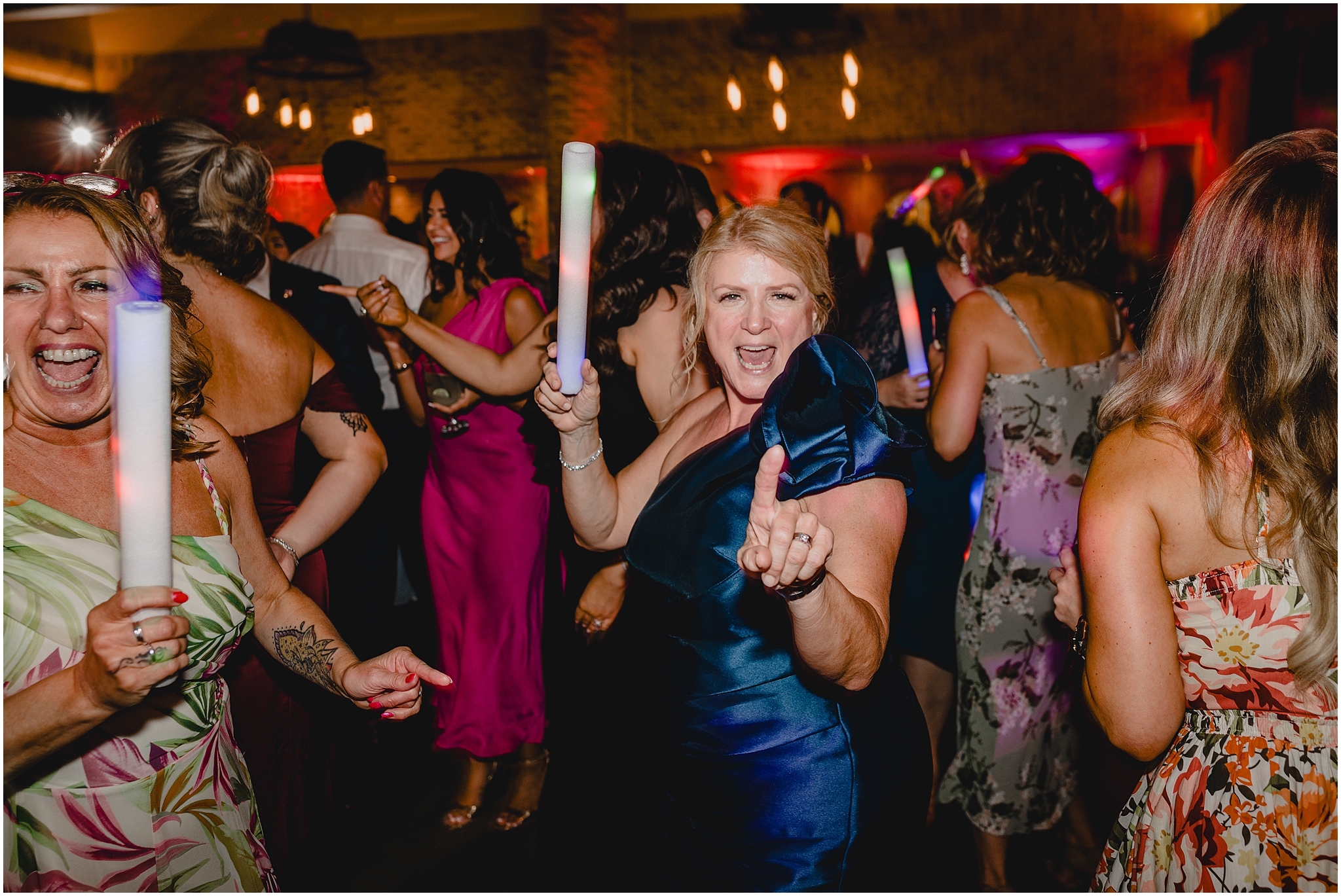 guests dance with glow sticks during Andover NJ wedding reception 