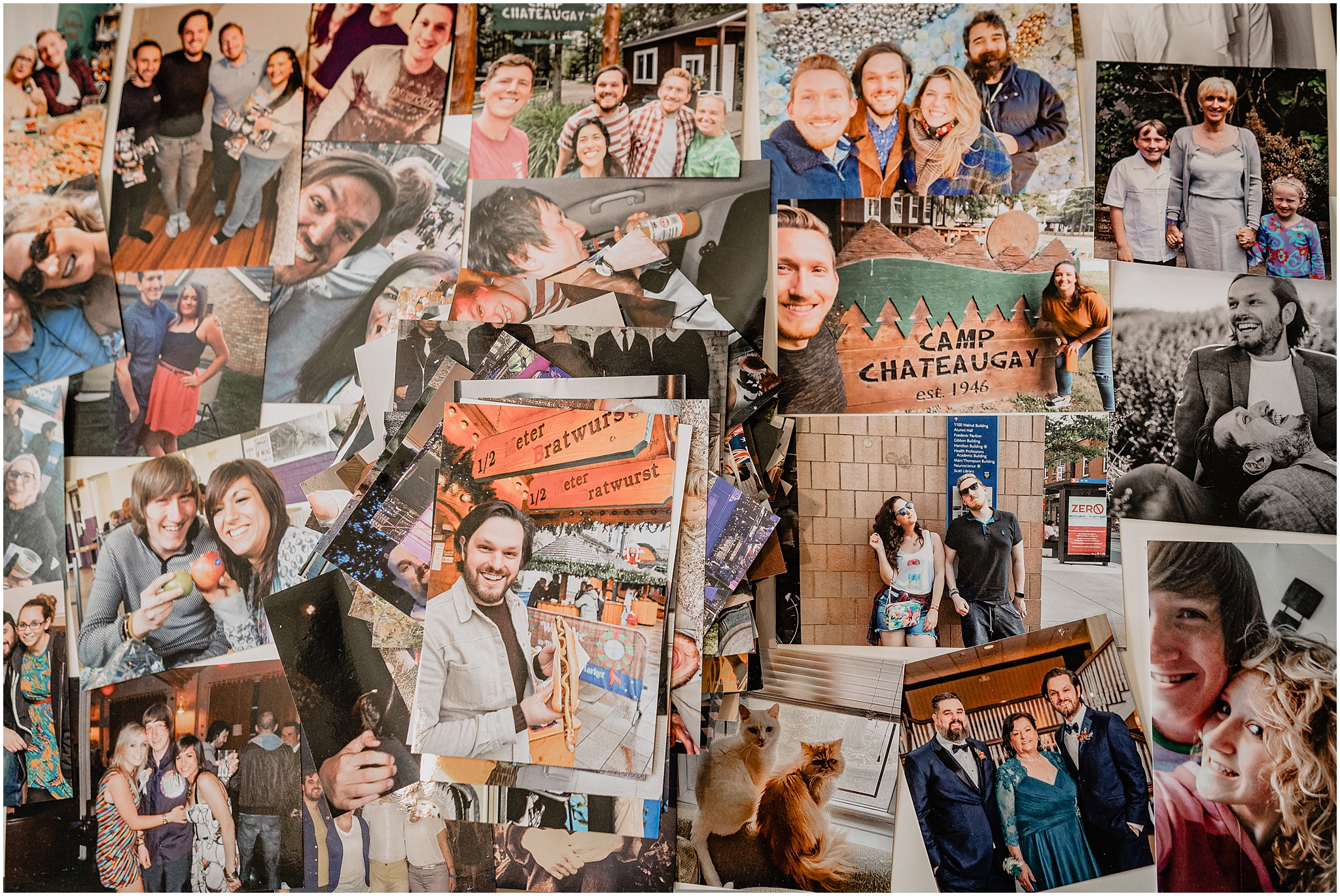 photos on display for Jersey City wedding