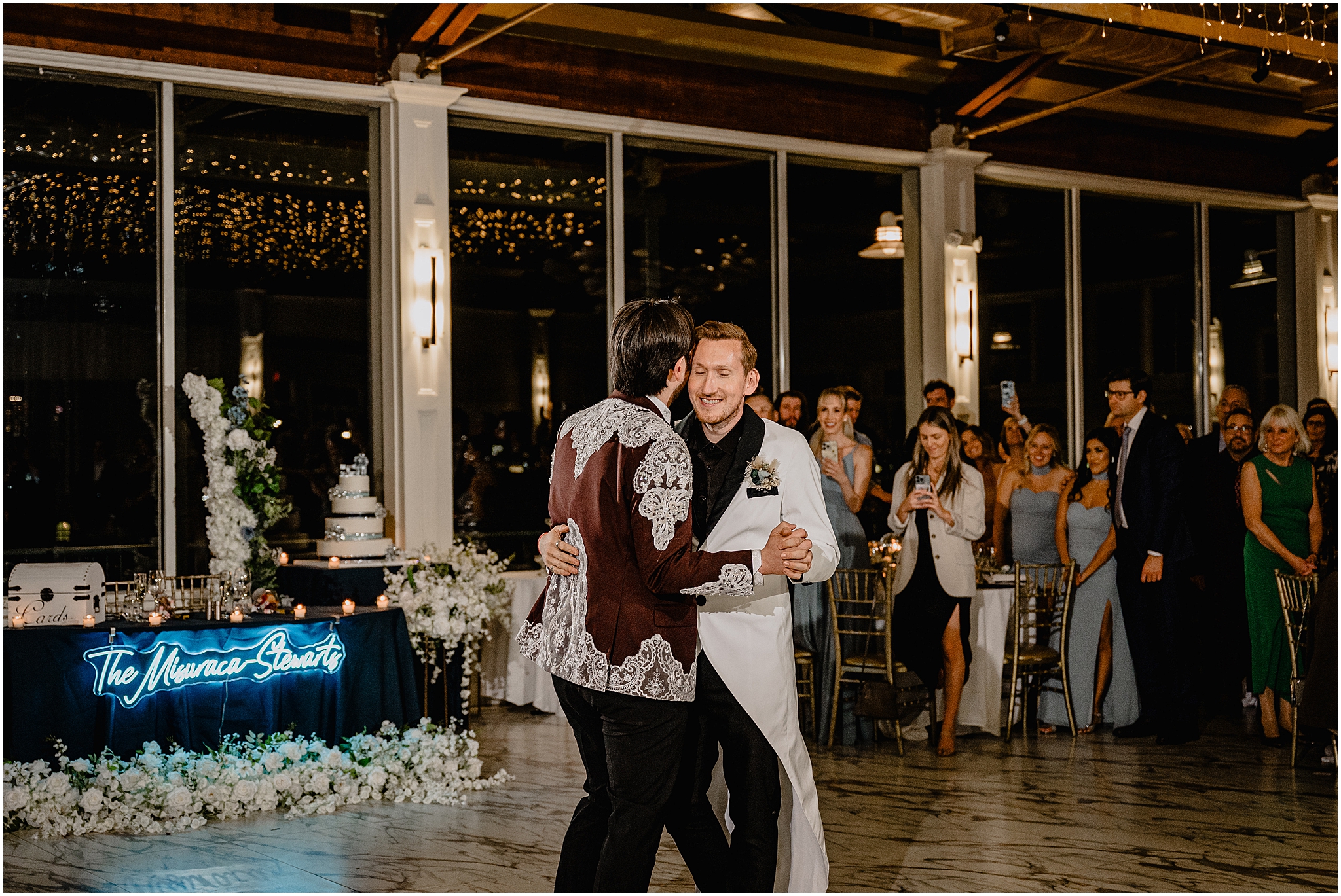 married couple dances together in ballroom at the Liberty House in Jersey City