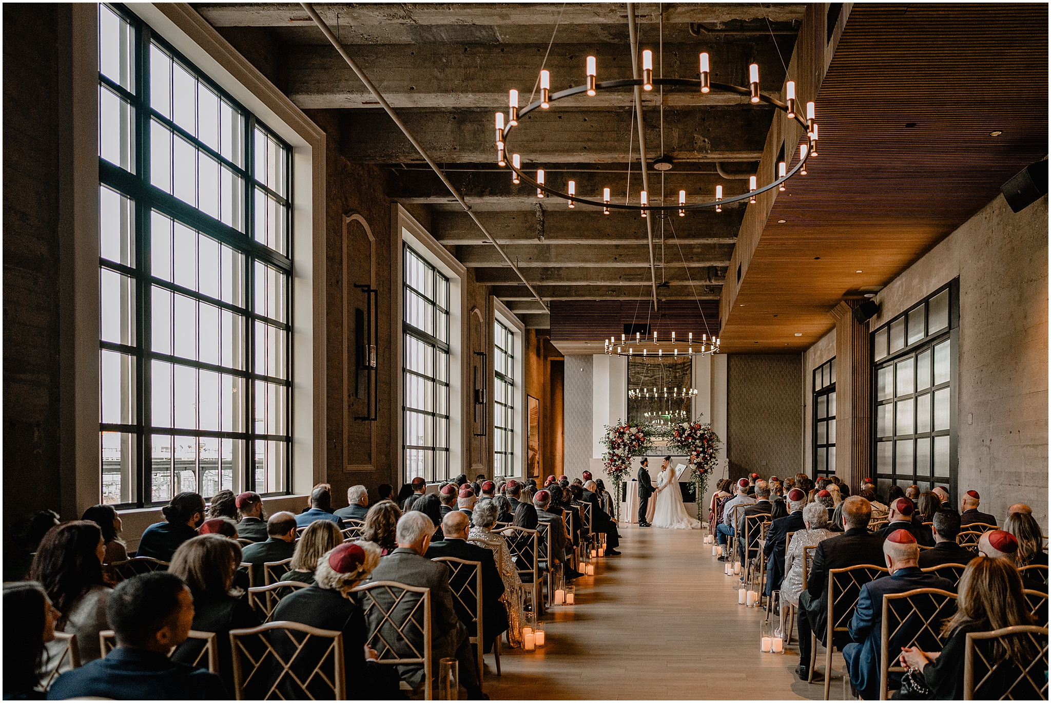 Jewish wedding ceremony inside Cescaphe's Switch House in Philadelphia PA