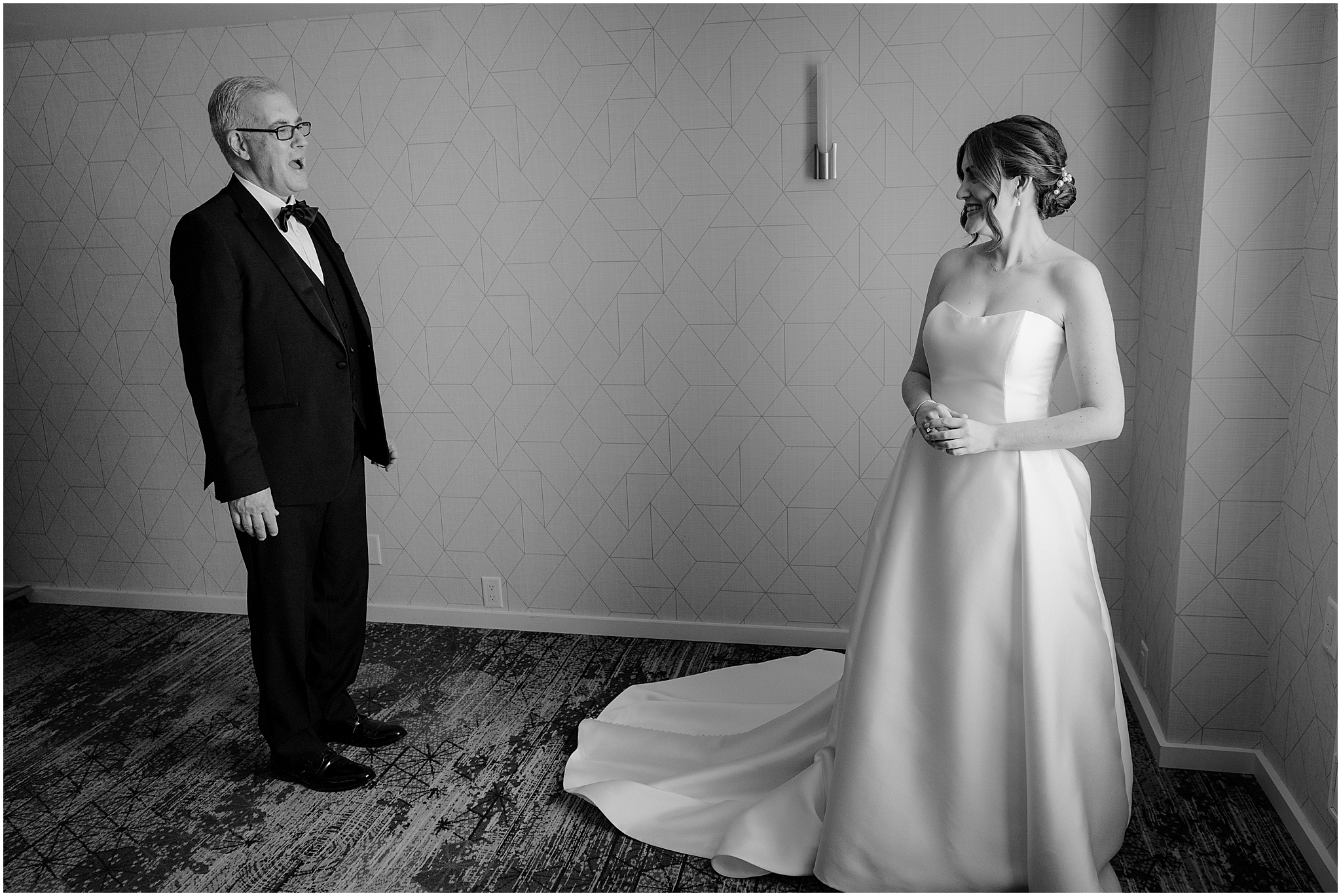 dad reacts to seeing bride during first look inside Hudson Valley hotel