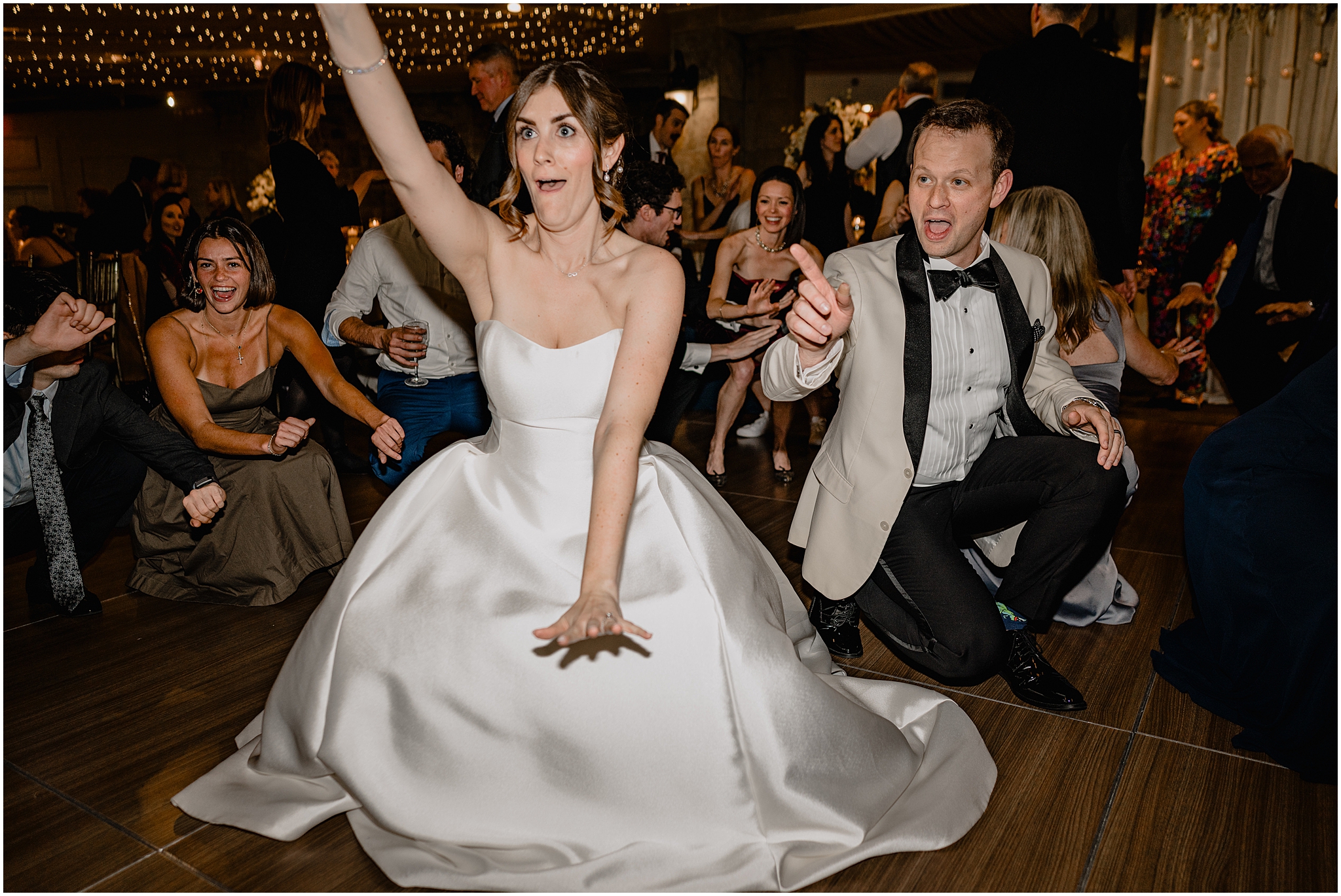 bride and groom dance together during Tarrytown NY wedding reception