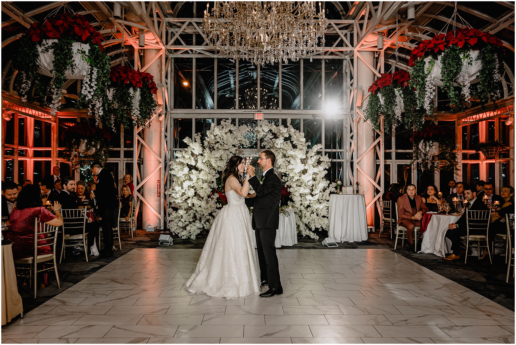 bride and groom dance together during wedding reception in Morristown NJ