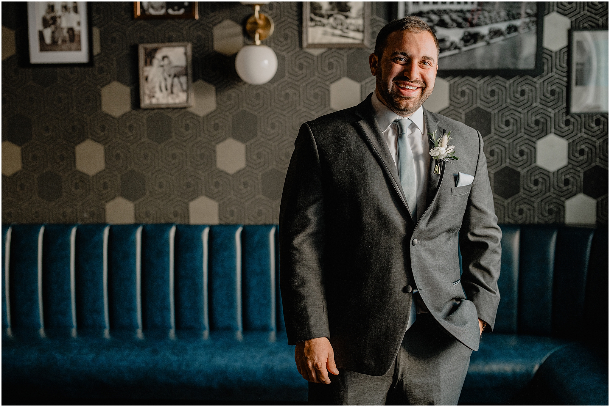 Bride before his winter wedding at Perona Farms Refinery.