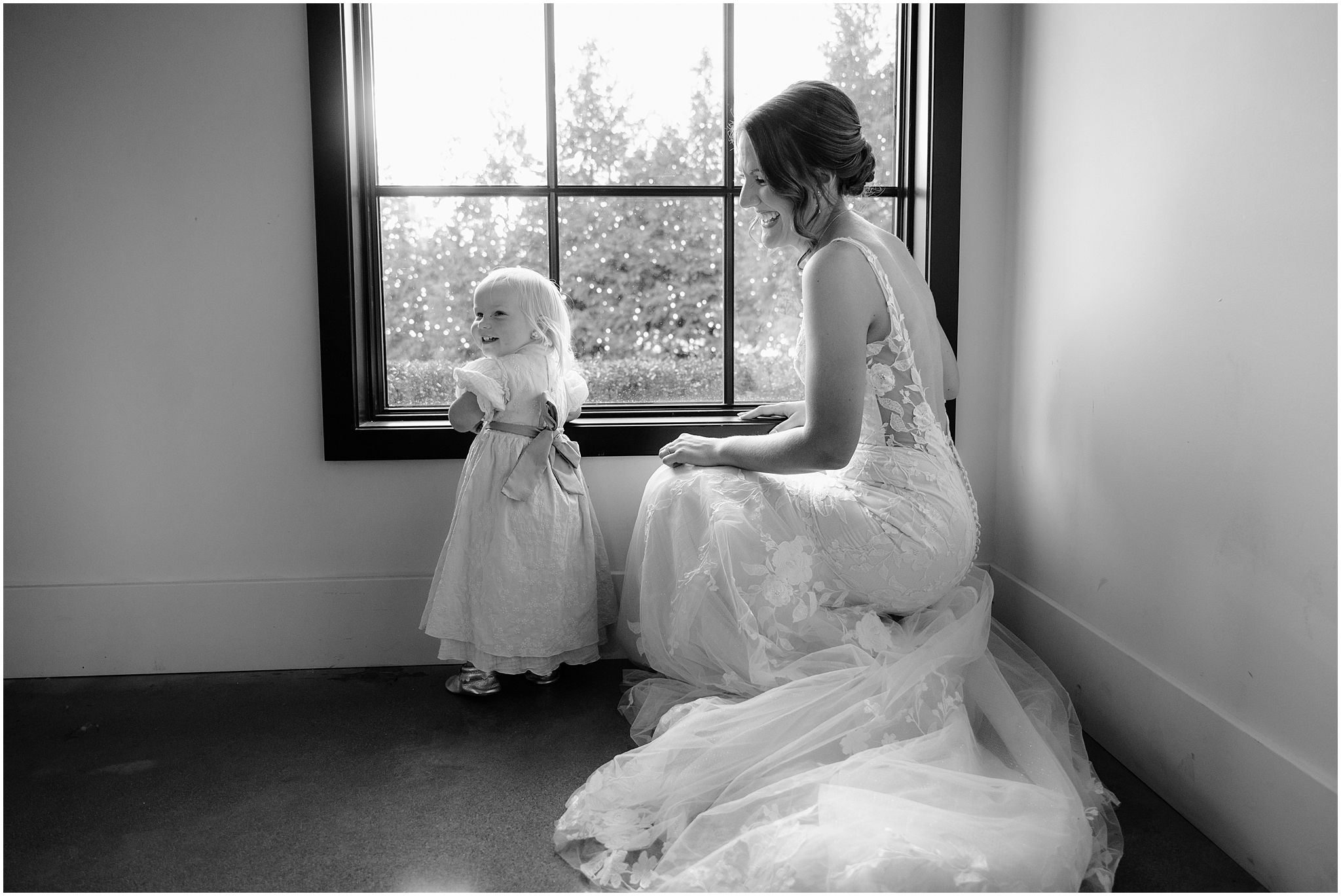 Bride getting ready before her winter wedding at Perona Farms Refinery.