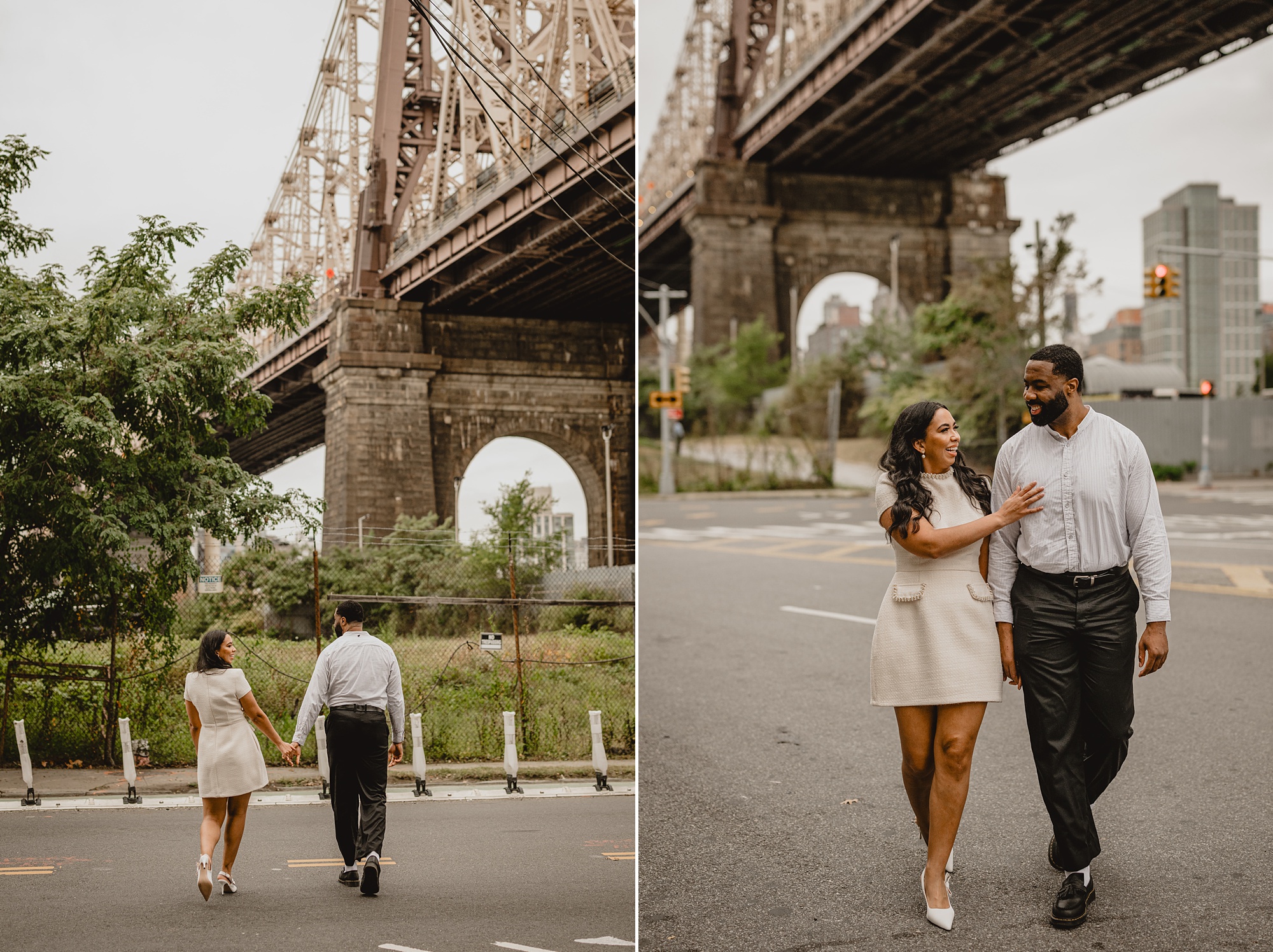 bride and groom walk through their Long Island Engagement Session.