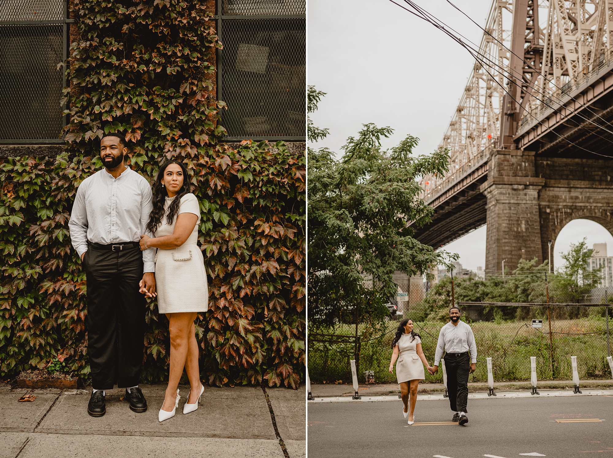 engaged couple walk outside The Foundry in their Long Island Engagement Session