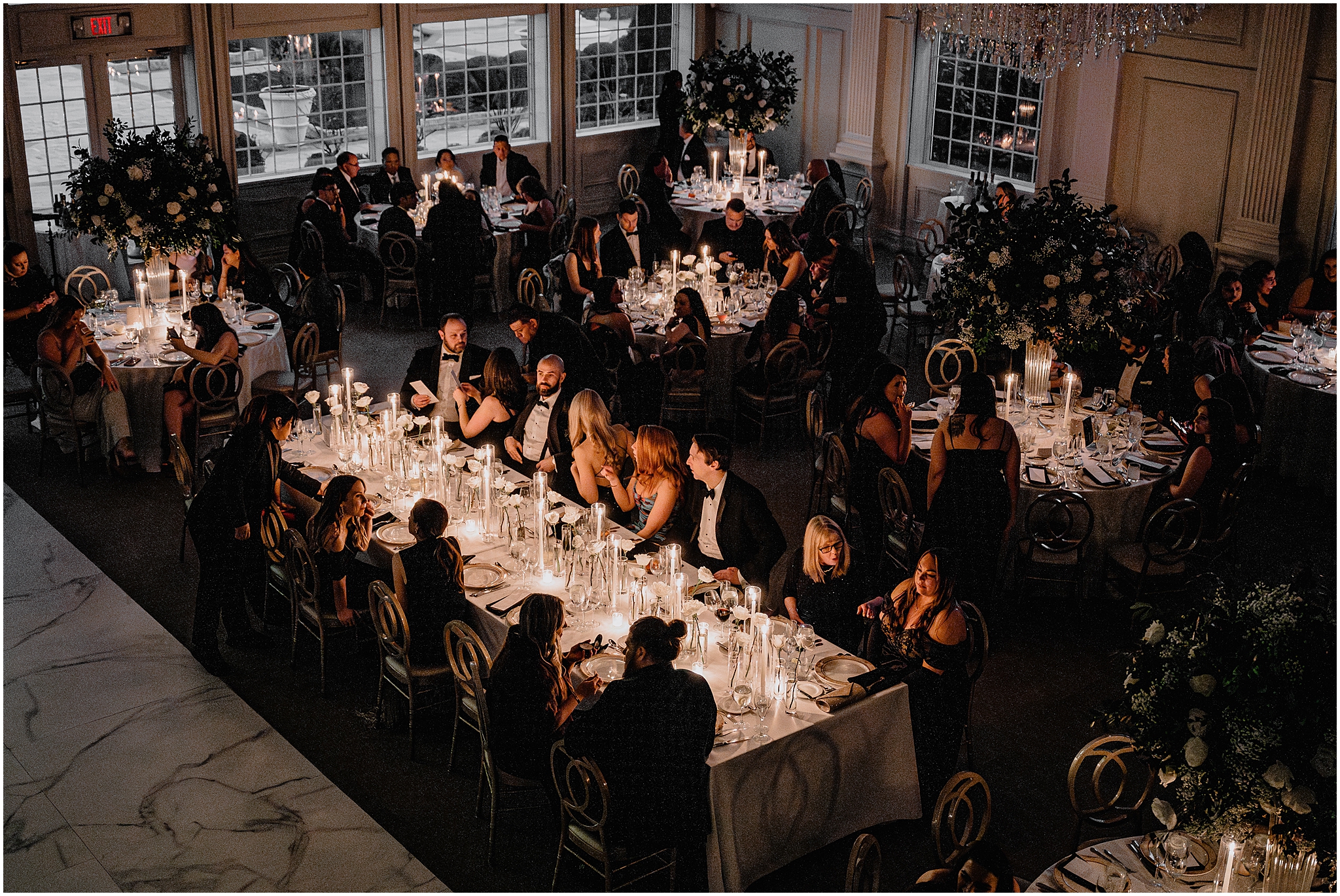 candlelit dinner during reception at the Estate at Florentine Gardens