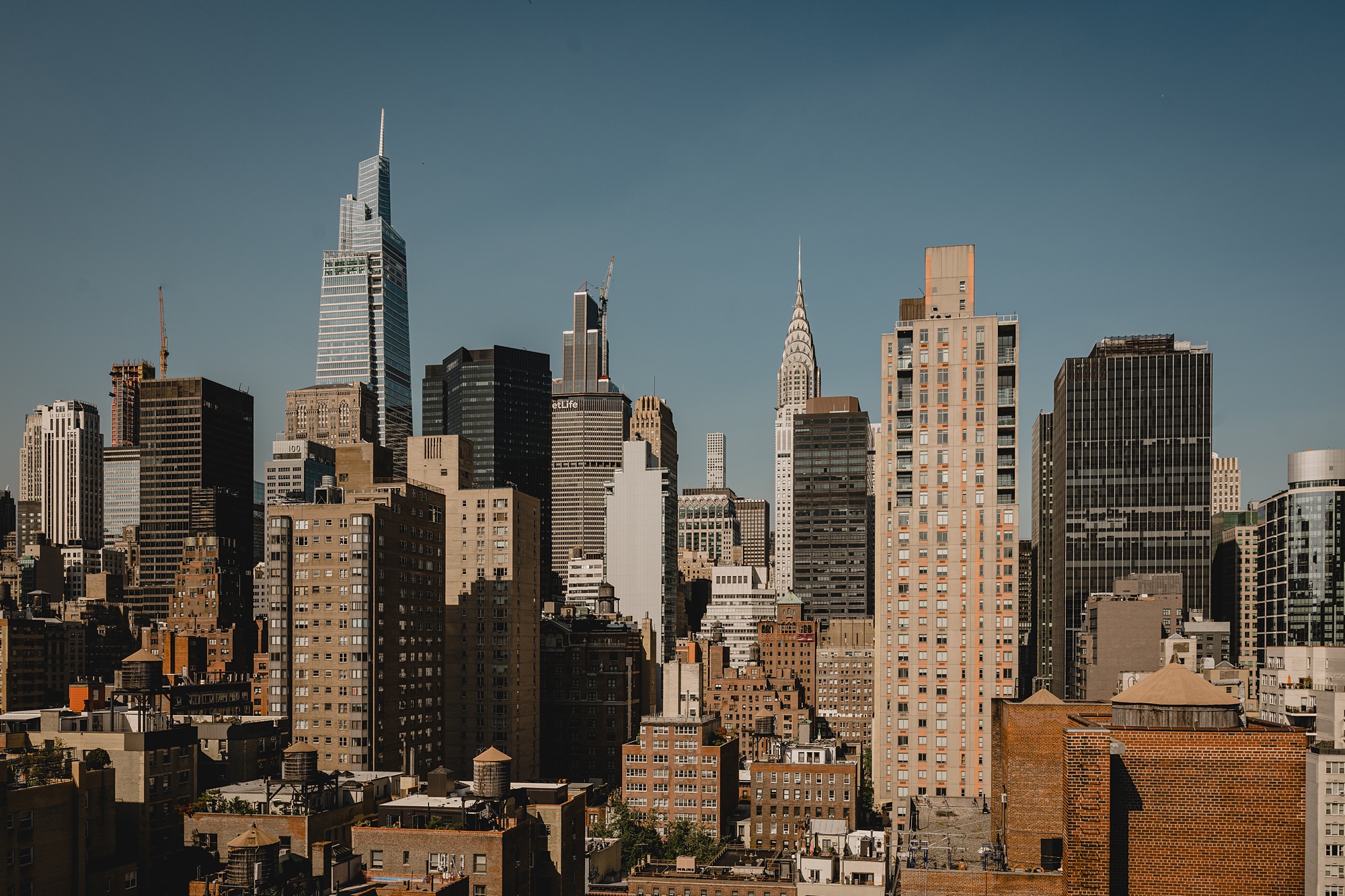 view of NYC skyline from top of building 