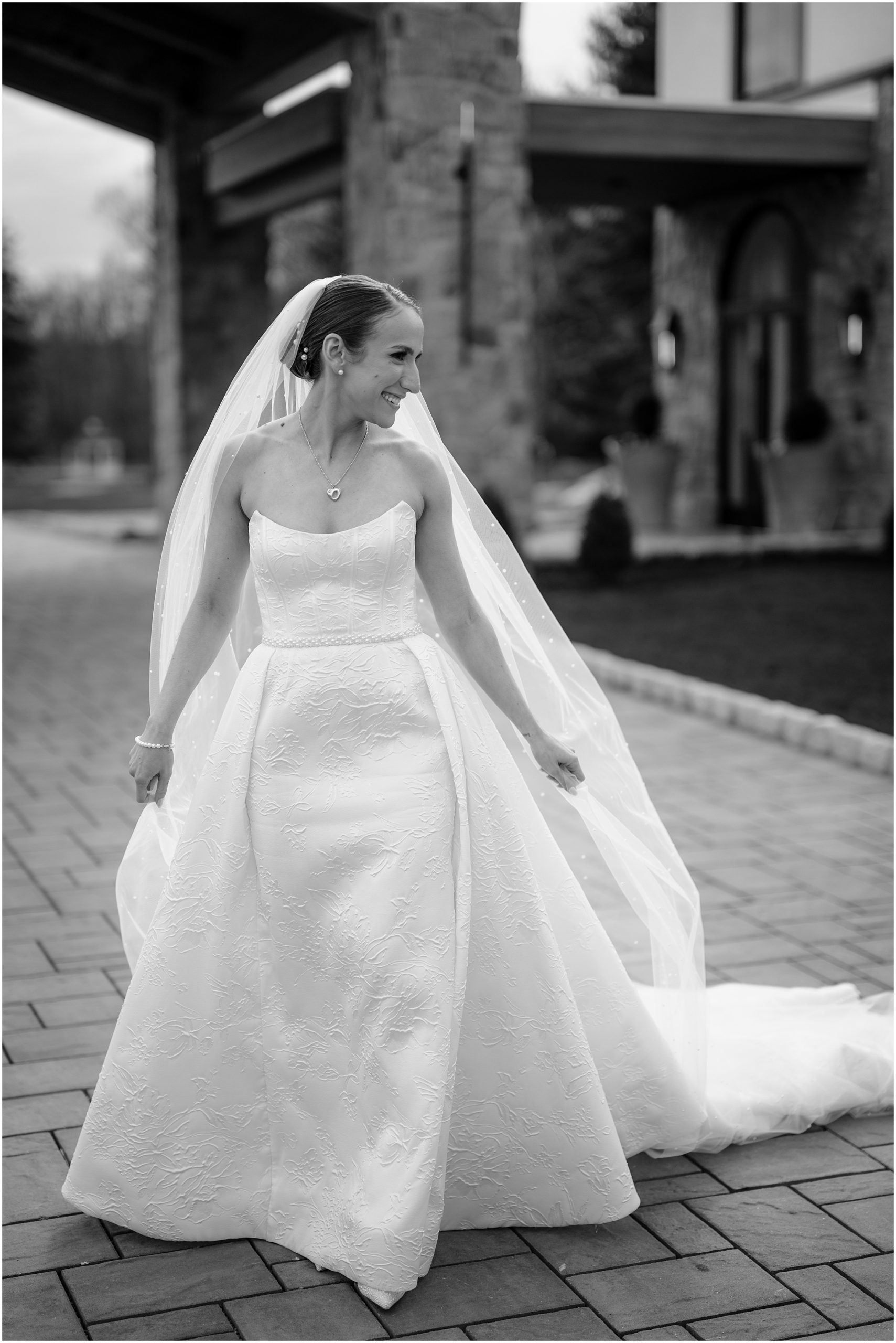 Bride walking at Perona Farms