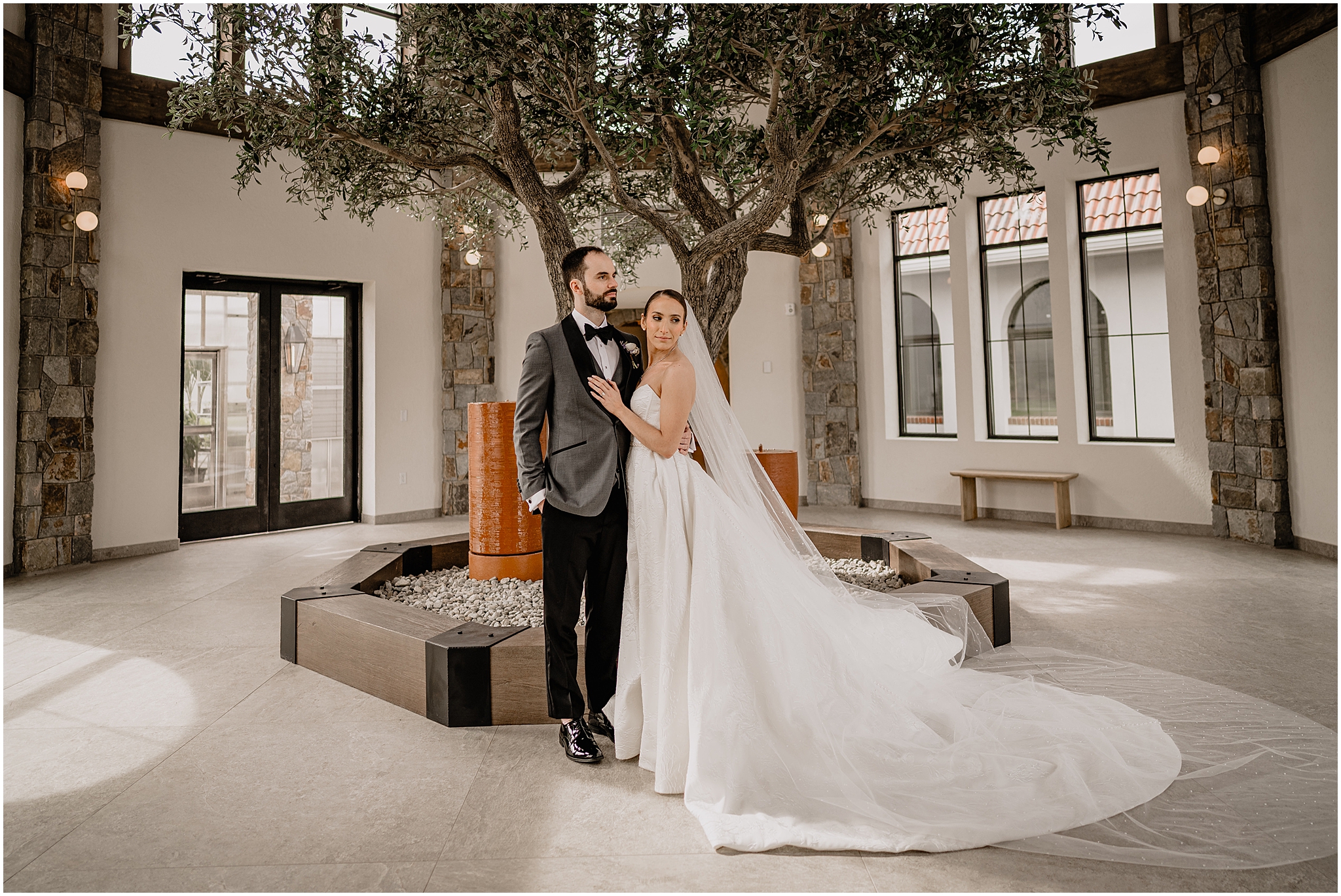 Couple at Perona Farms on their wedding day.