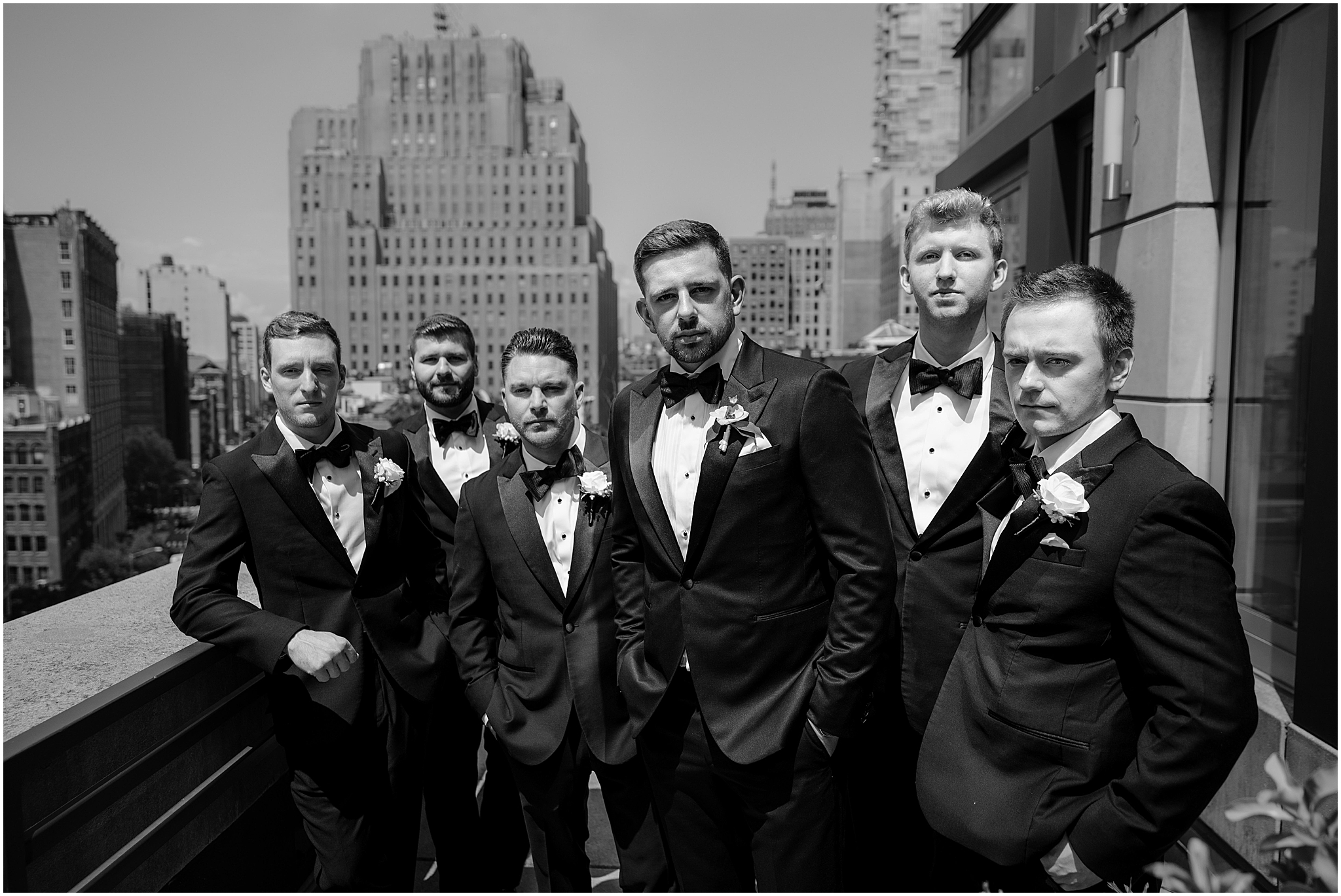 groom and groomsmen for the Tribeca Rooftop wedding