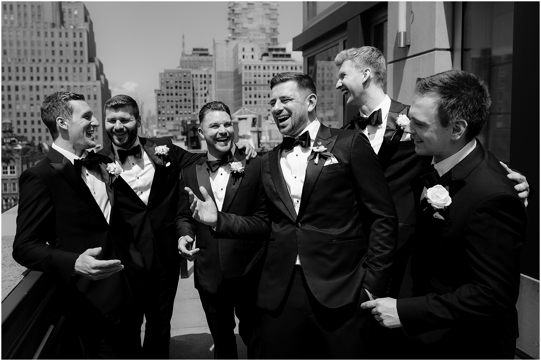 groom and groomsmen for the Tribeca Rooftop wedding