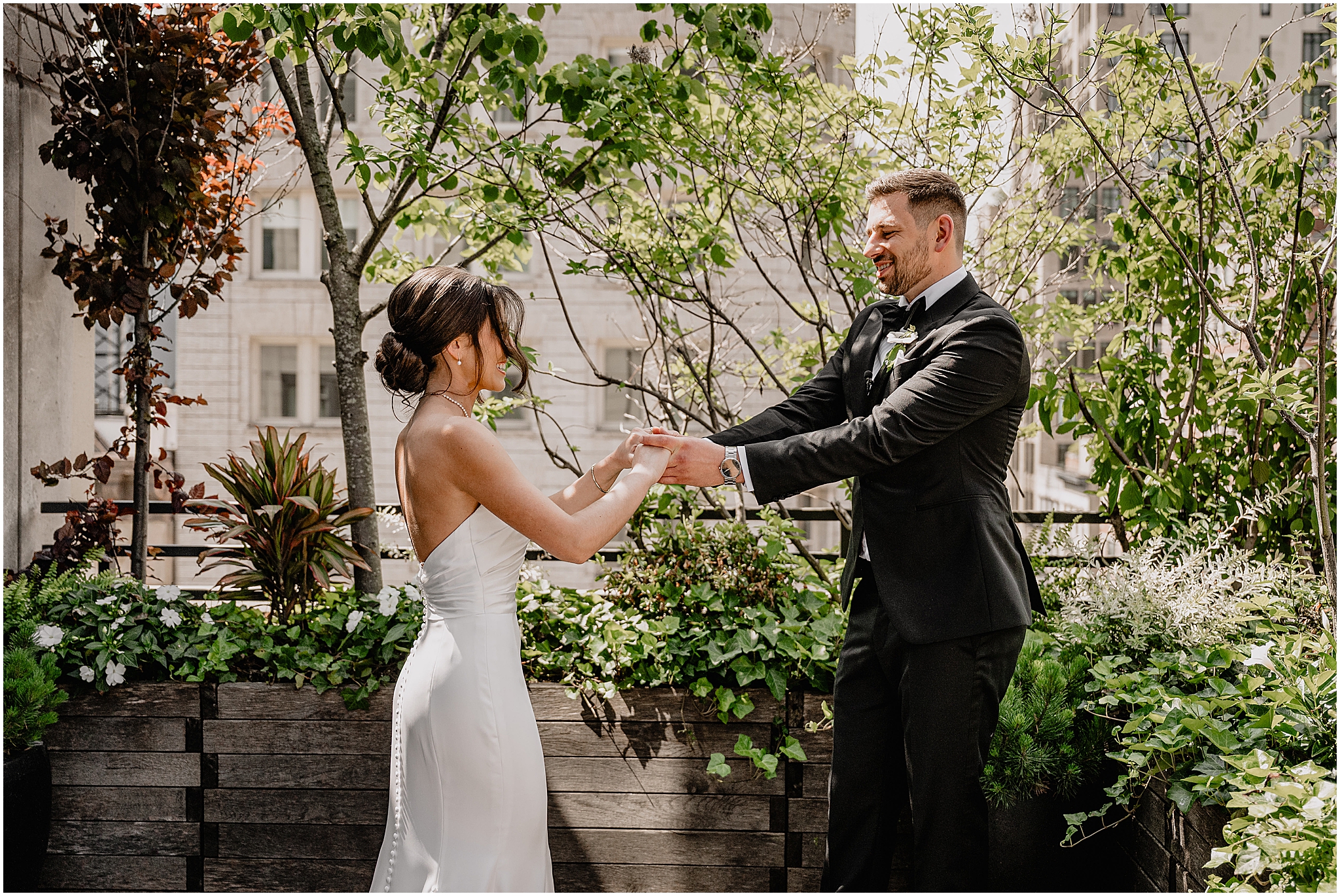 couple for the Tribeca Rooftop wedding