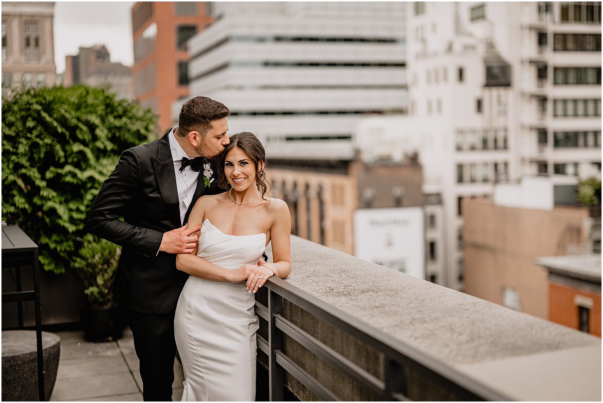 couple for their Tribeca Rooftop wedding