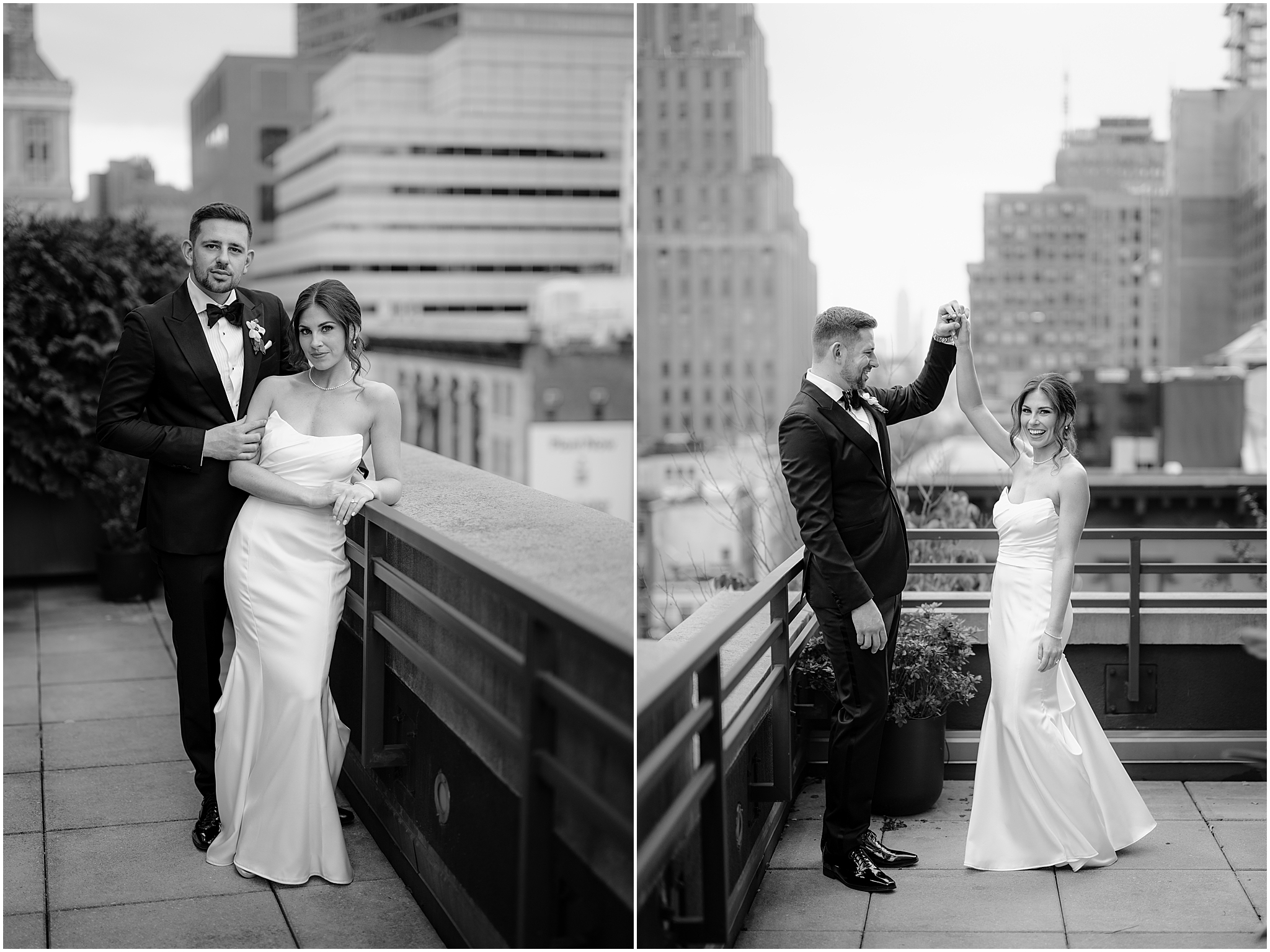 couple for their Tribeca Rooftop wedding