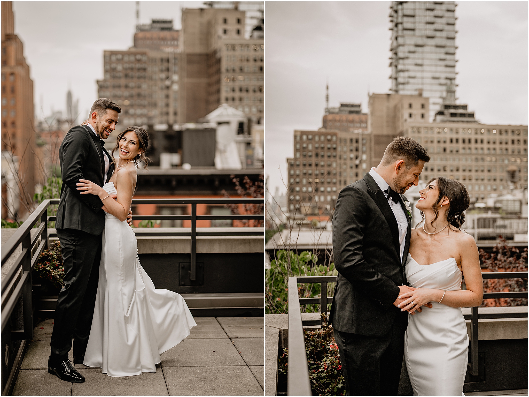 couple for their Tribeca Rooftop wedding