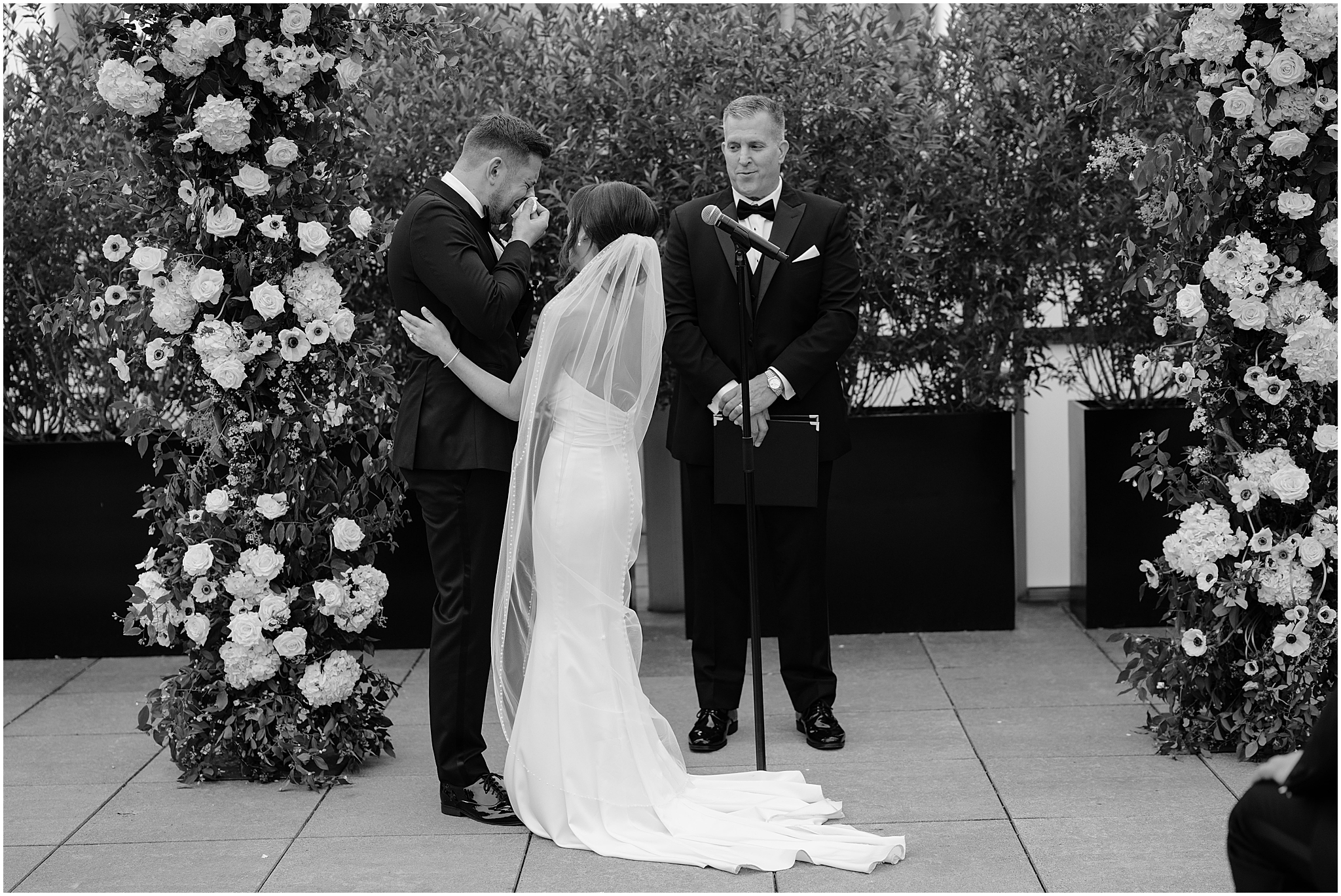 couple at their Tribeca Rooftop wedding ceremony
