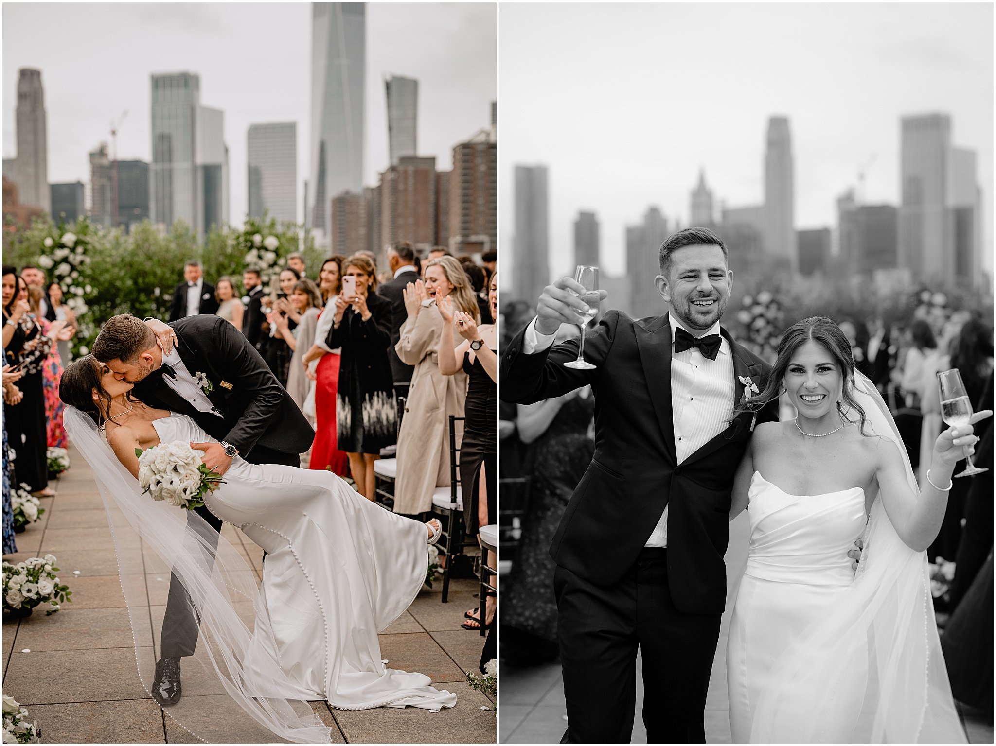 couple at their Tribeca Rooftop wedding ceremony