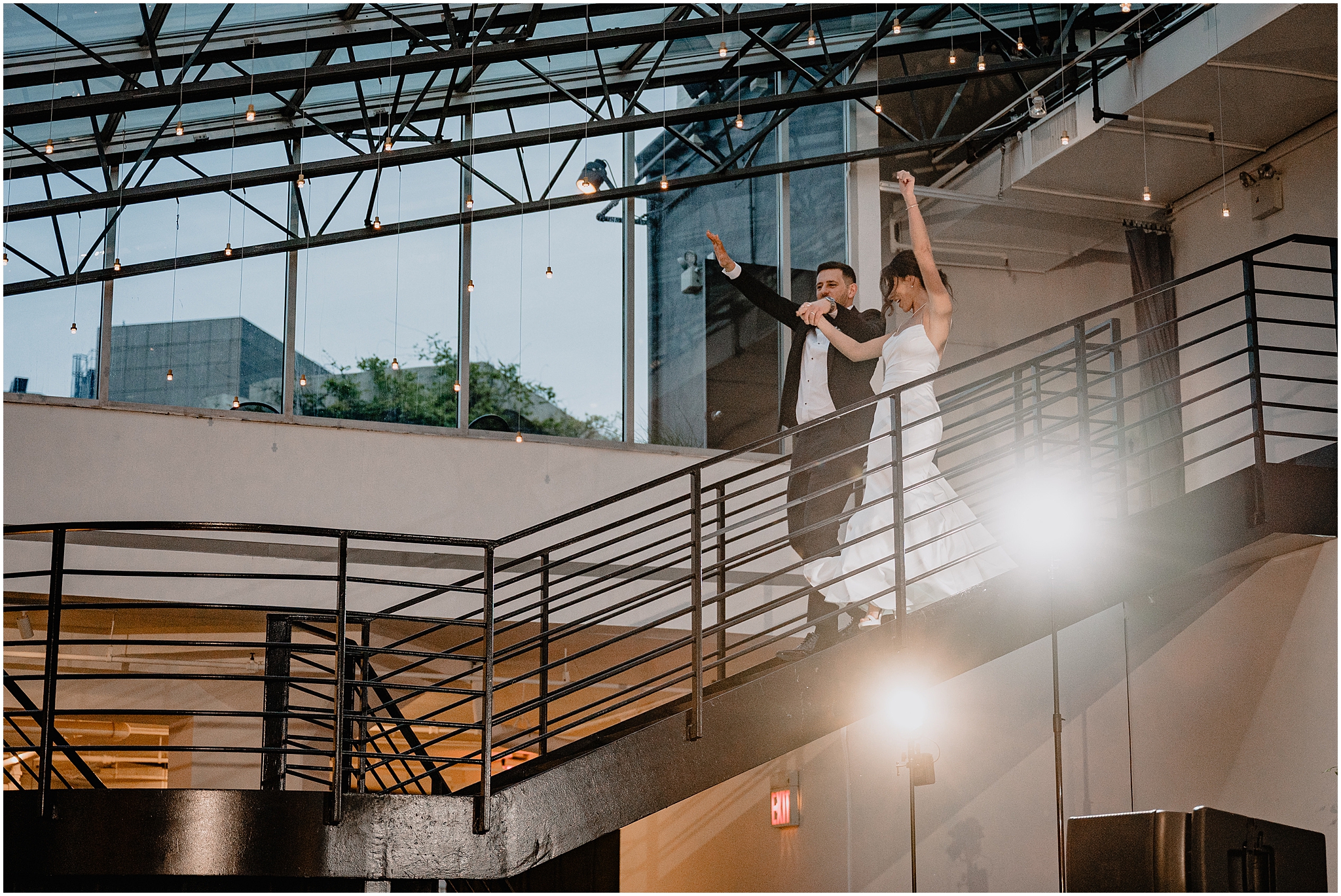 couple grand entrance at their Tribeca Rooftop wedding reception