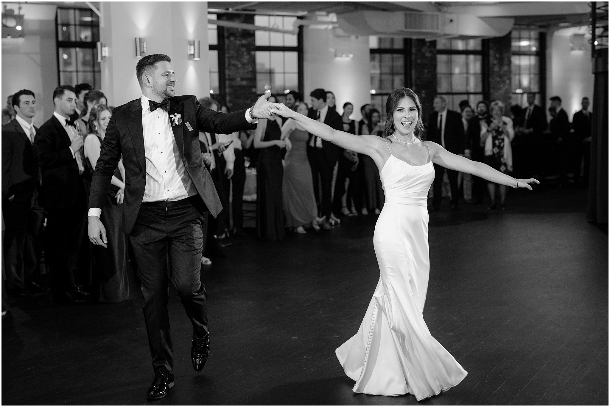 couple dancing at their Tribeca Rooftop wedding reception
