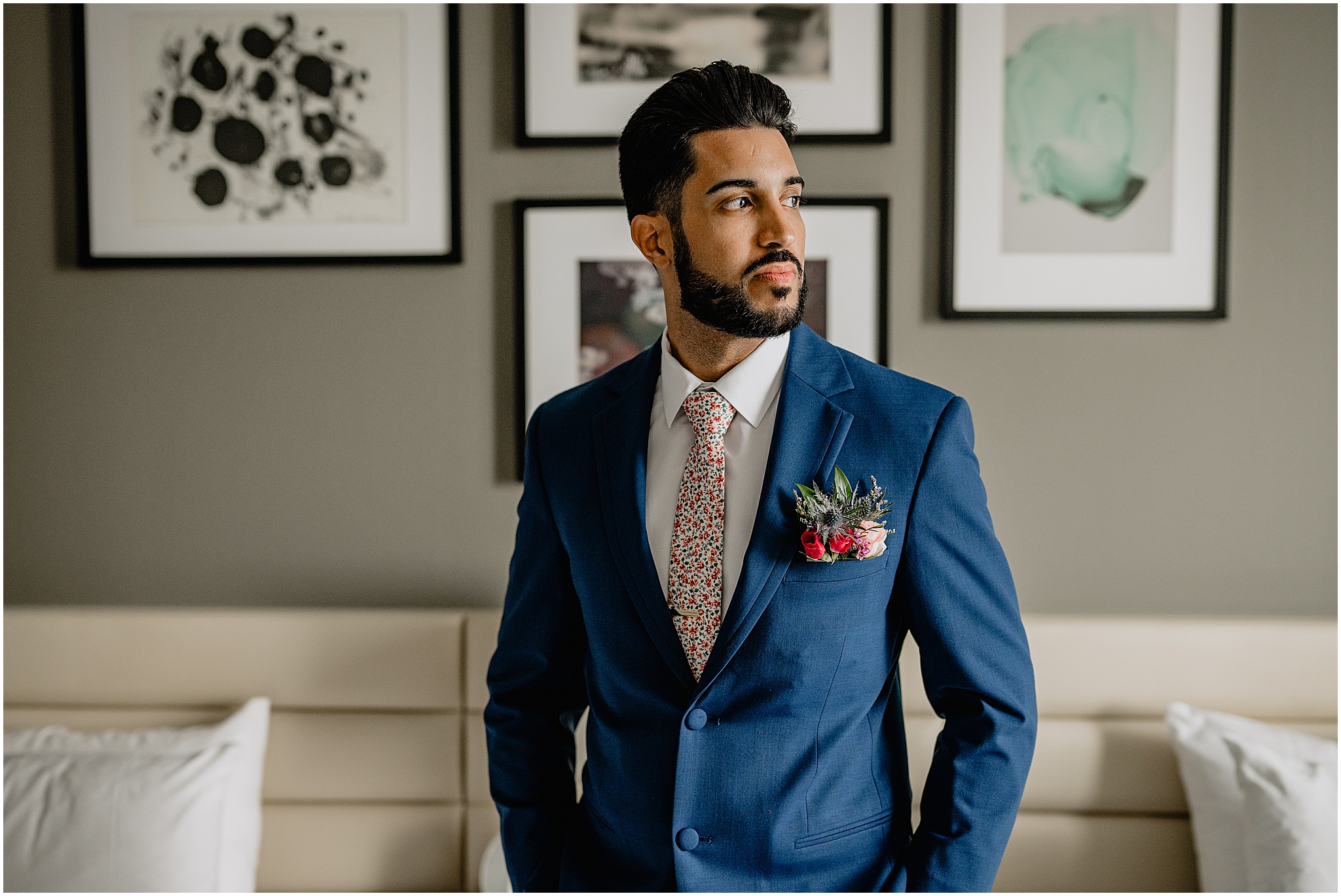 A groom portrait before the Unforgettable Porta Montclair Wedding.