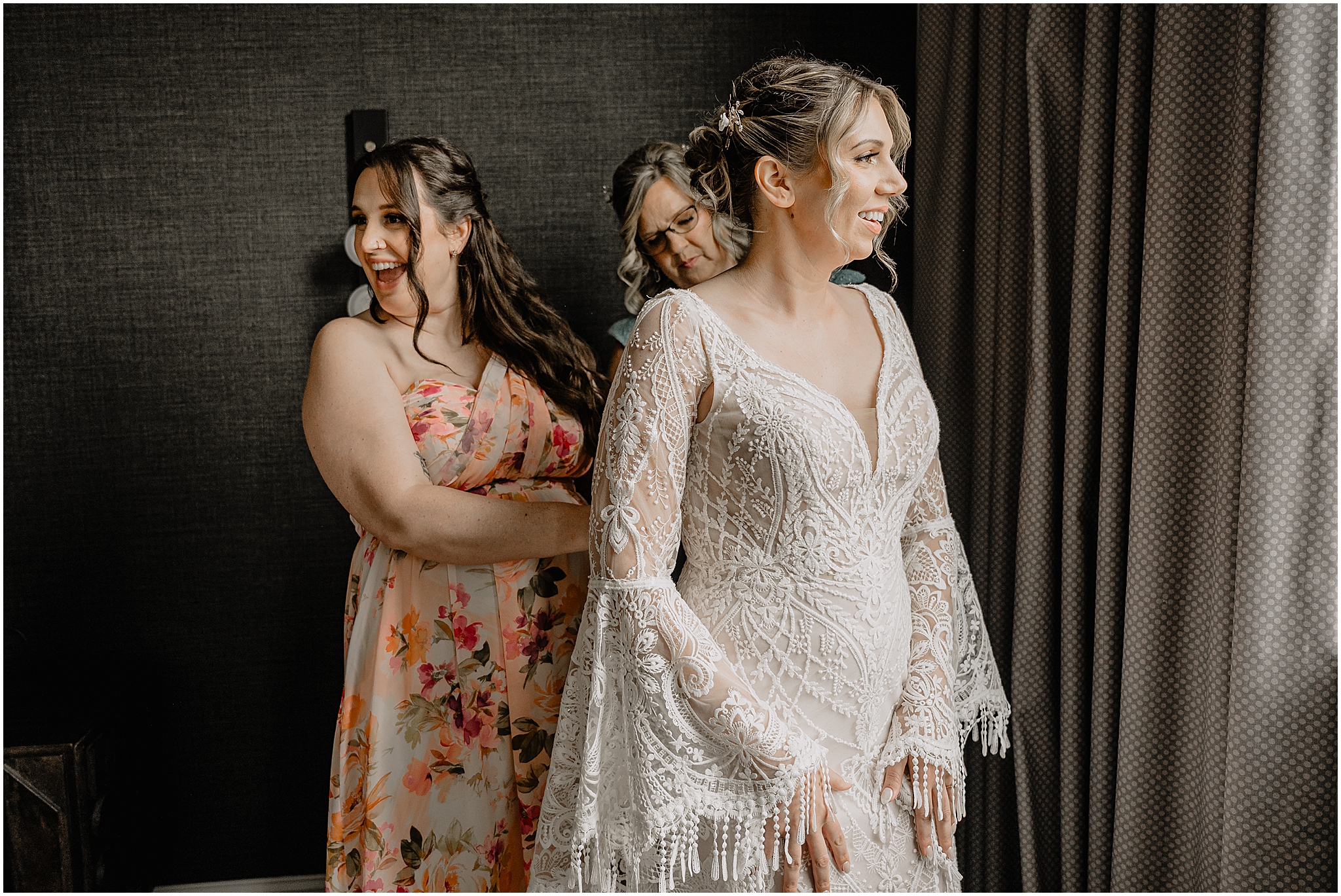 Bride getting ready before their Unforgettable Porta Montclair Wedding.
