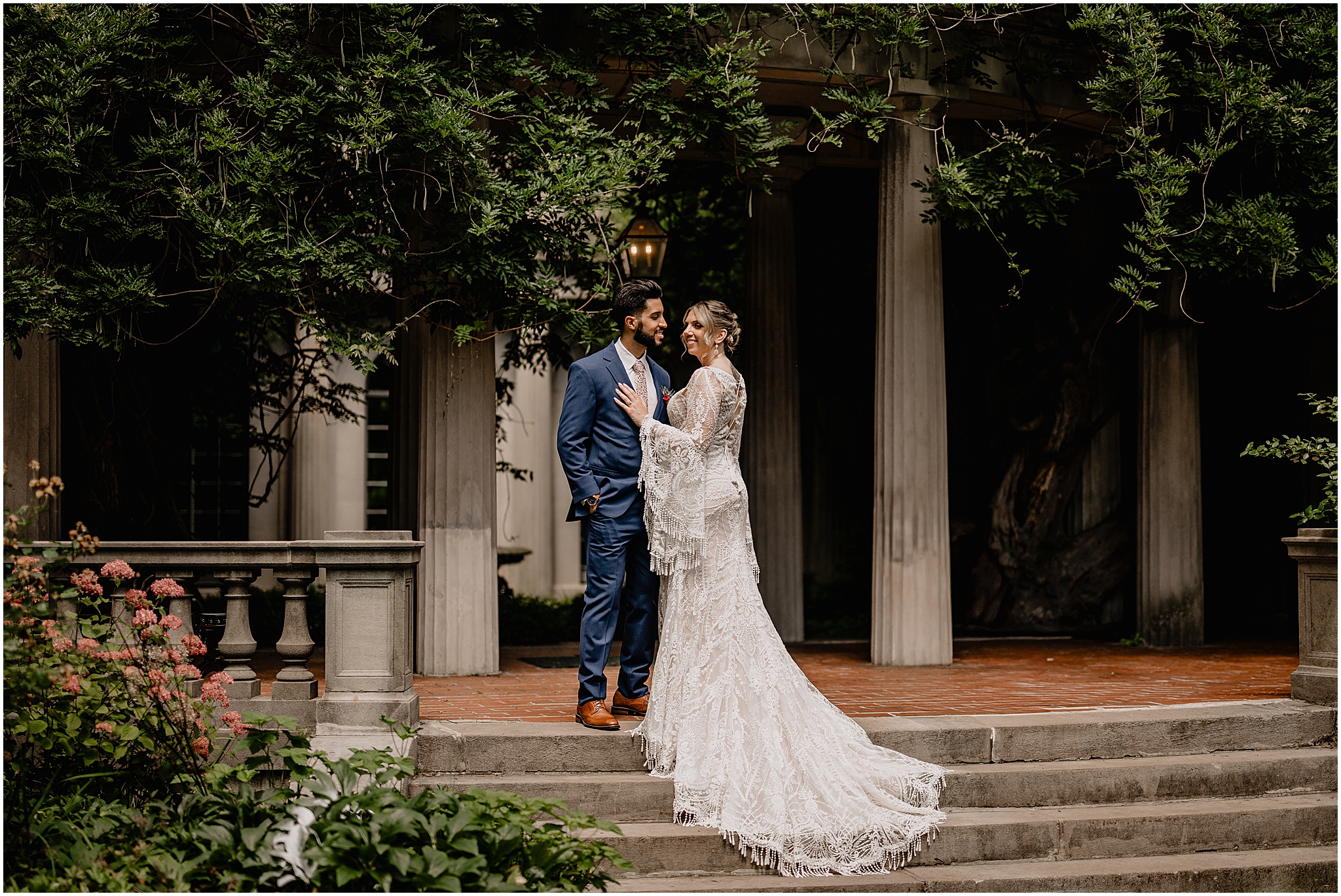 Romantic couple portraits at their Unforgettable Porta Montclair Wedding.