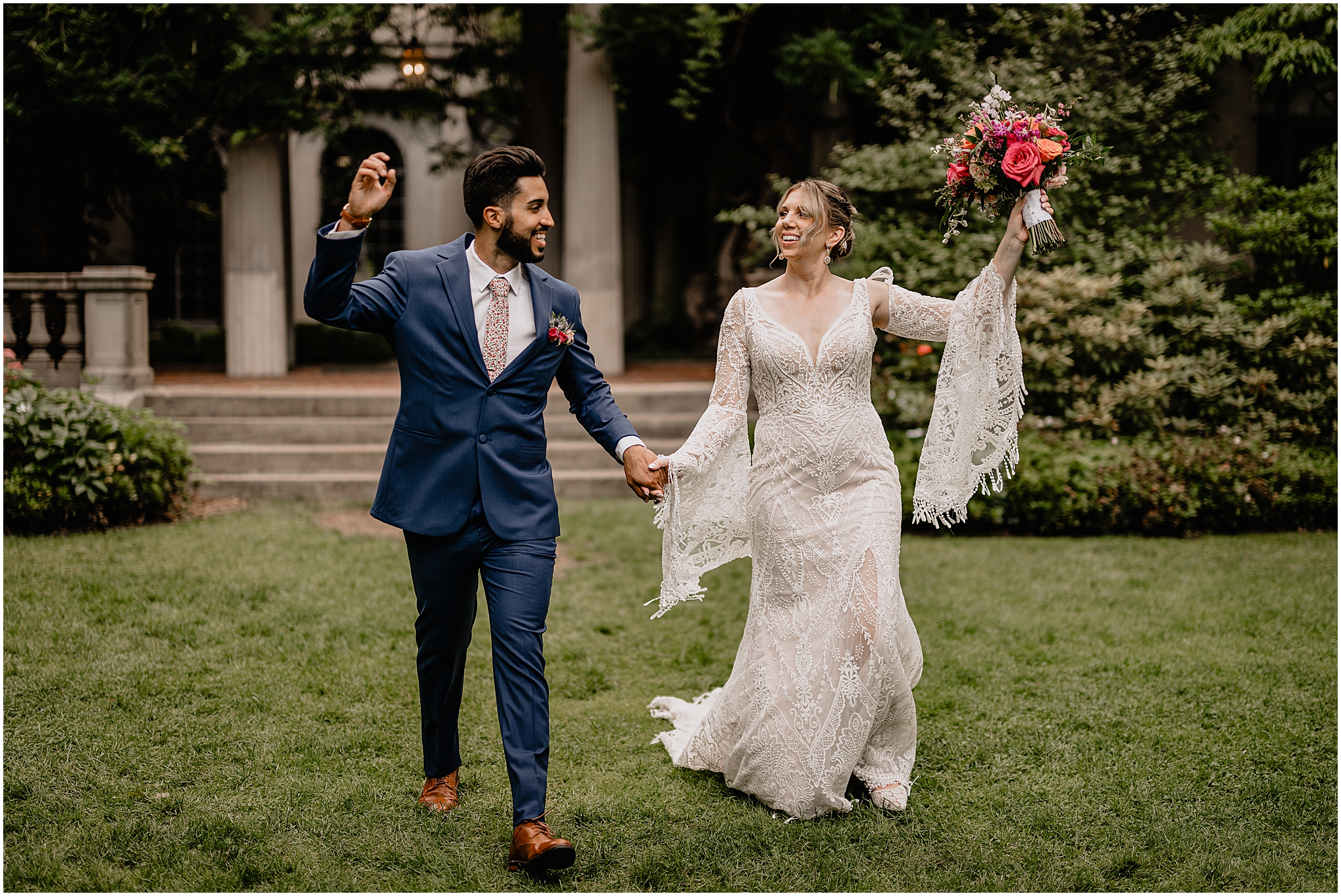 Joyful couple portraits at their Unforgettable Porta Montclair Wedding.
