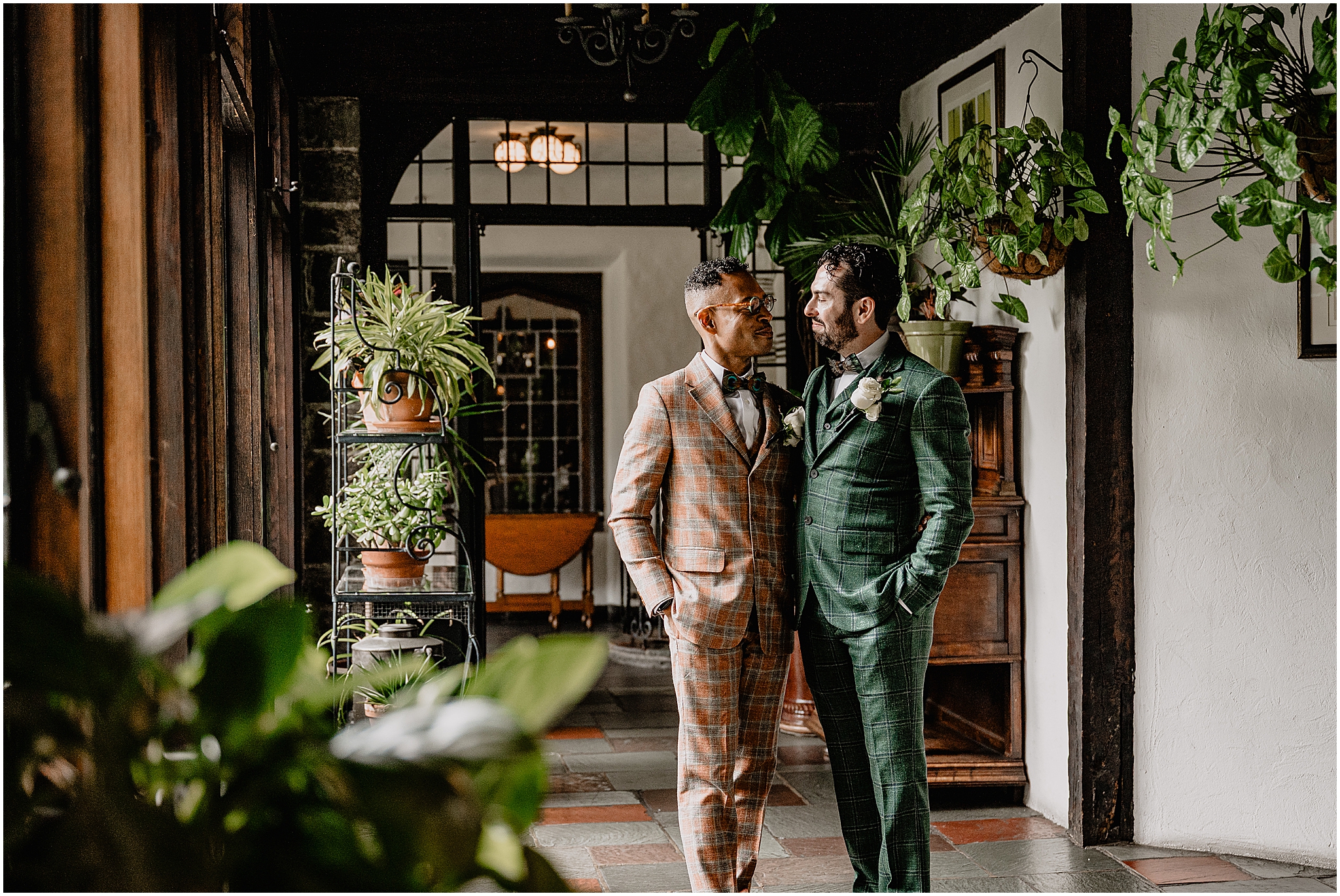 Couple lovingly gazing at each other during their Joyful Pleasantdale Chateau Wedding, capturing a timeless and romantic moment.