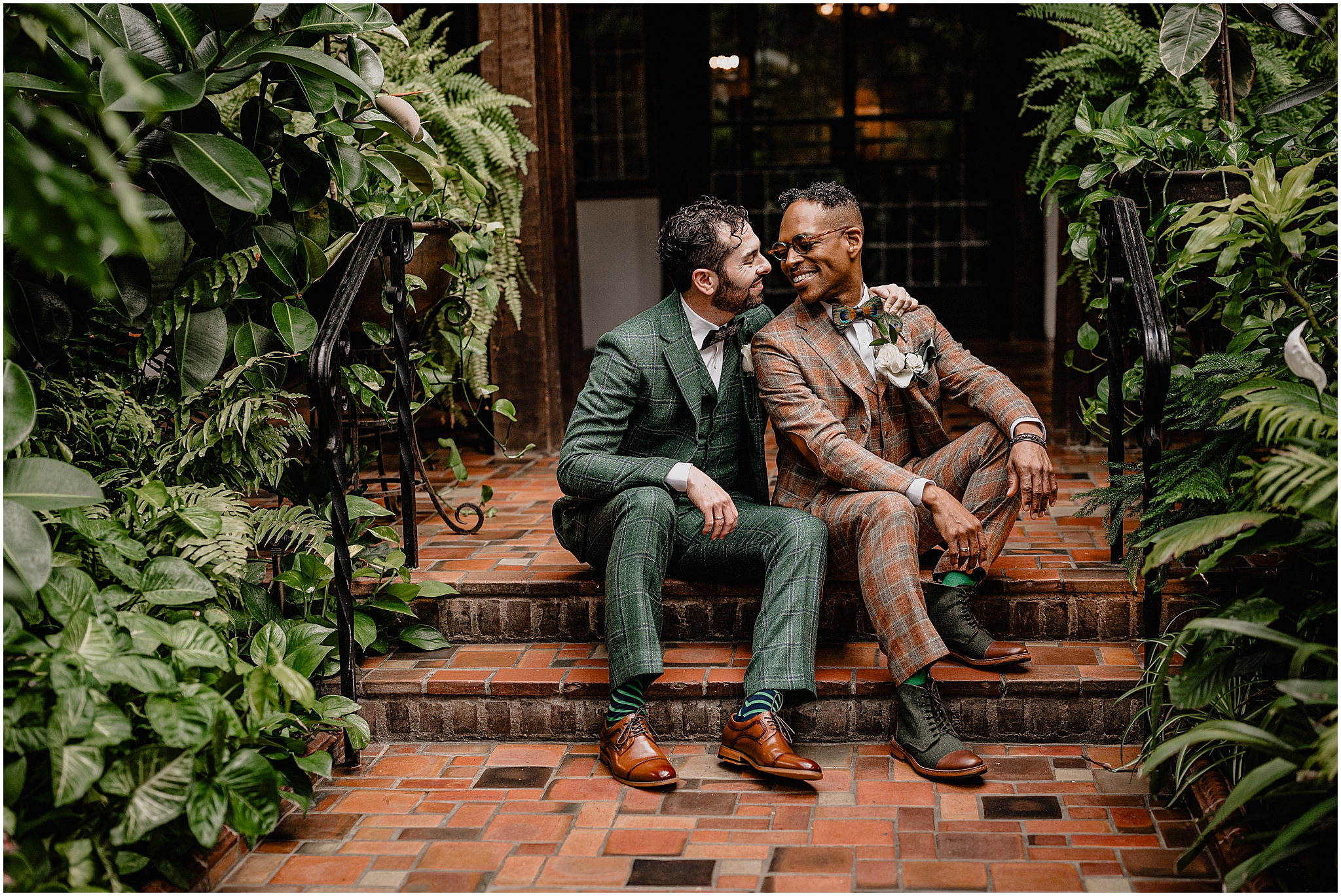 Couple lovingly gazing at each other during their Joyful Pleasantdale Chateau Wedding, capturing a timeless and romantic moment.
