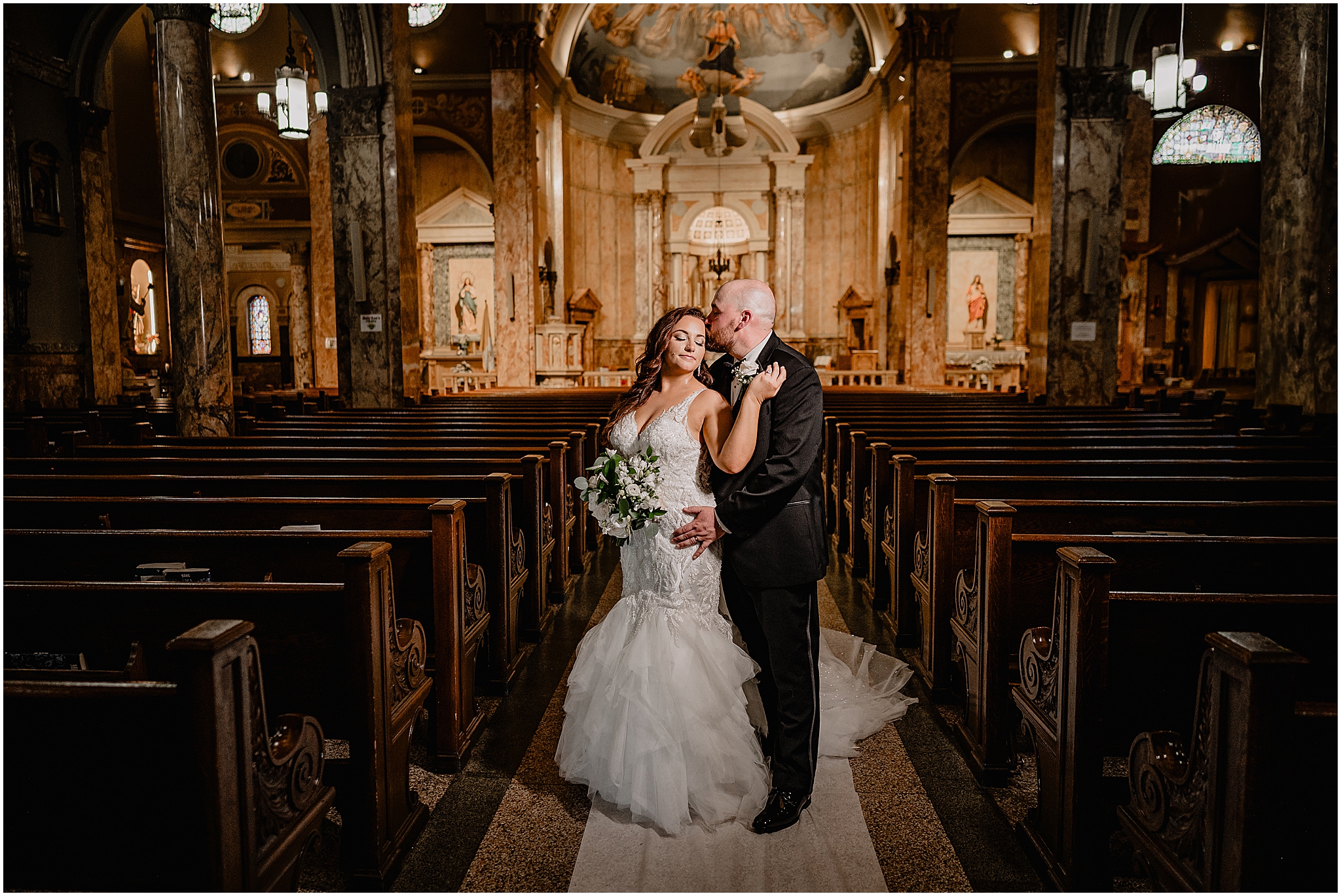 Couple at their Summer Park Chateau Wedding, capturing a timeless and romantic moment together.