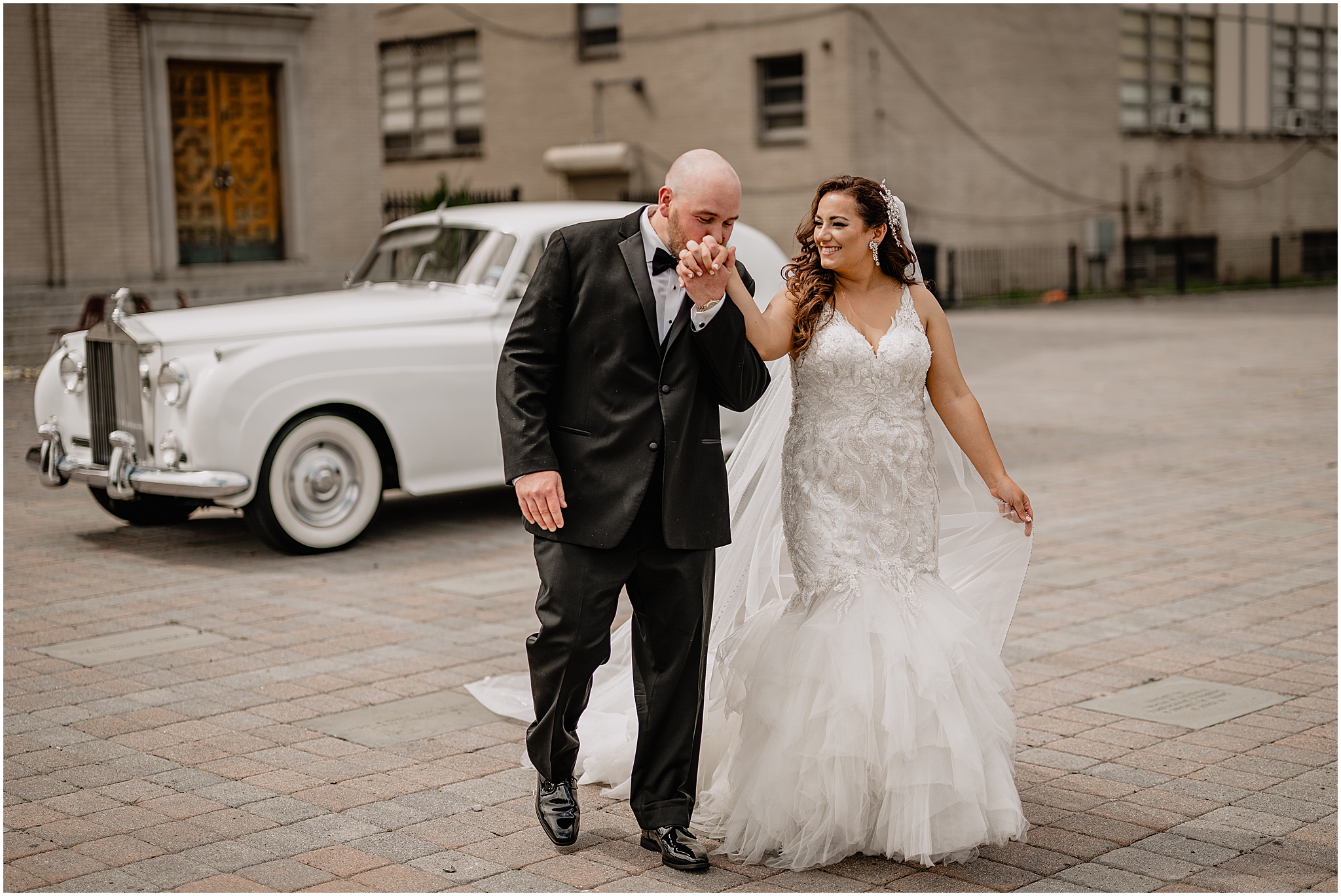 Couple at their Summer Park Chateau Wedding, capturing a timeless and romantic moment together.