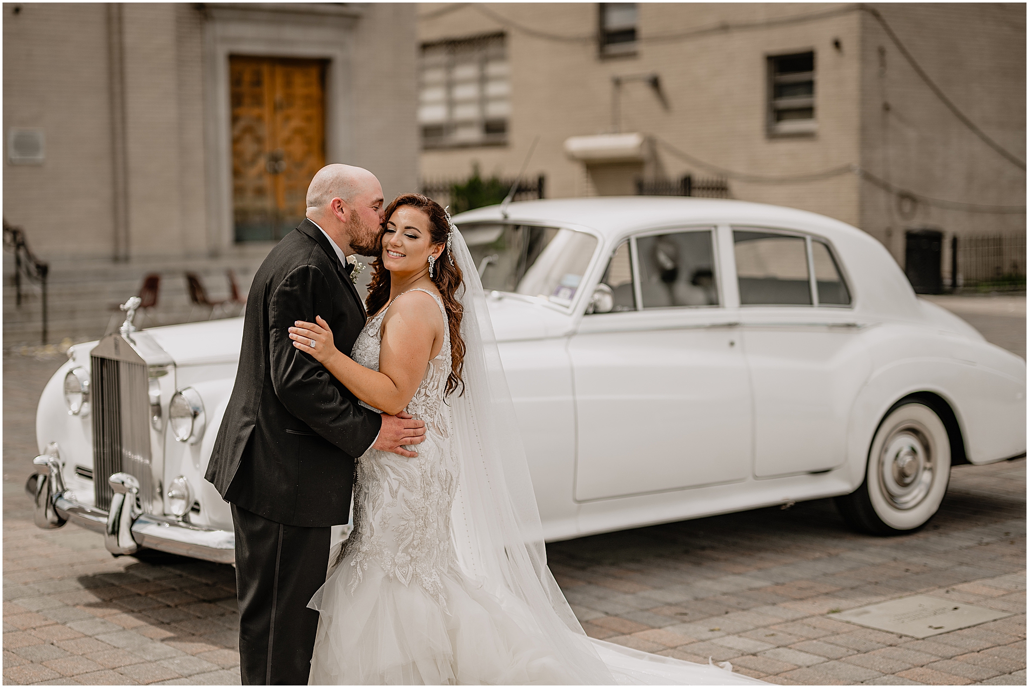 Couple at their Summer Park Chateau Wedding, capturing a timeless and romantic moment together.