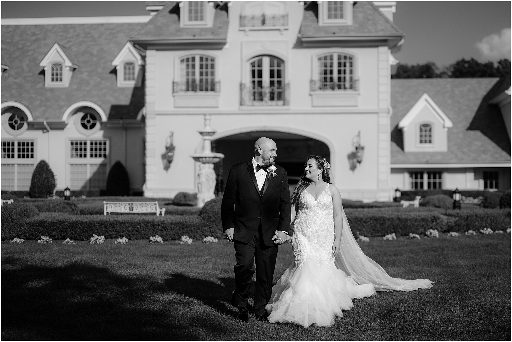 Couple at their Summer Park Chateau Wedding, capturing a timeless and romantic moment together.
