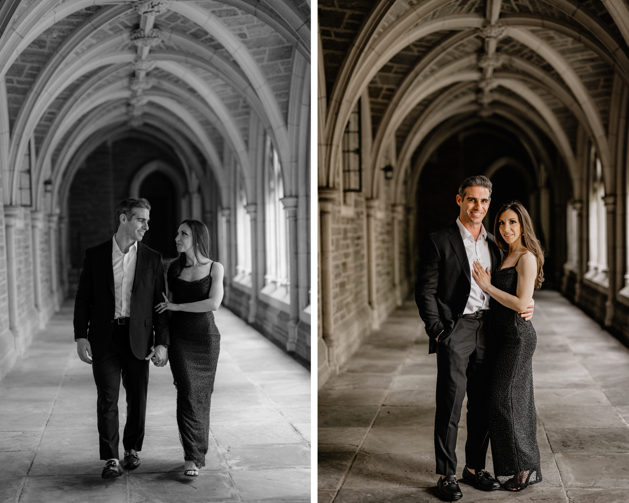 Couple sharing an intimate moment during their Princeton University engagement session.