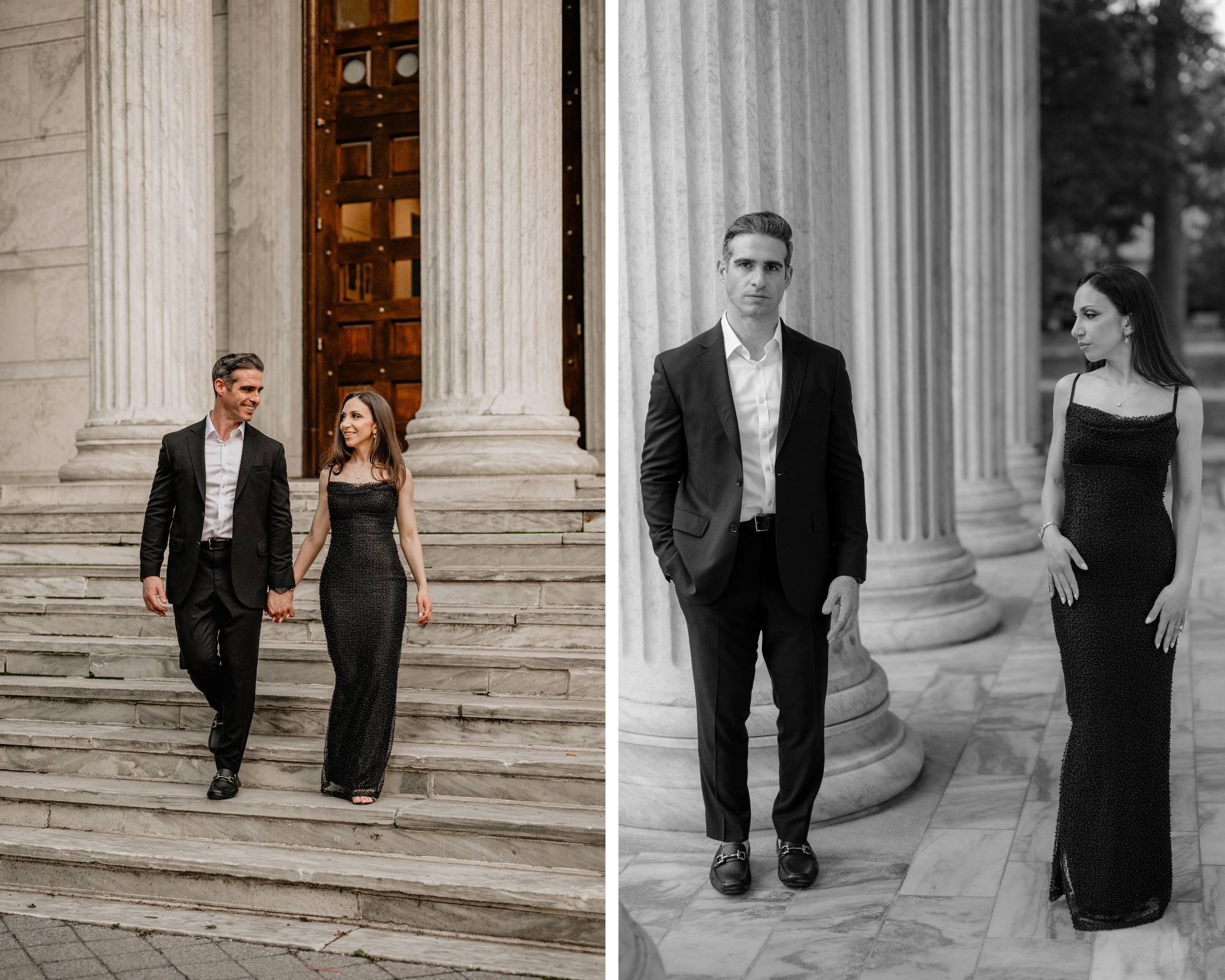 Engaged couple sharing a romantic moment during their Princeton University engagement session.