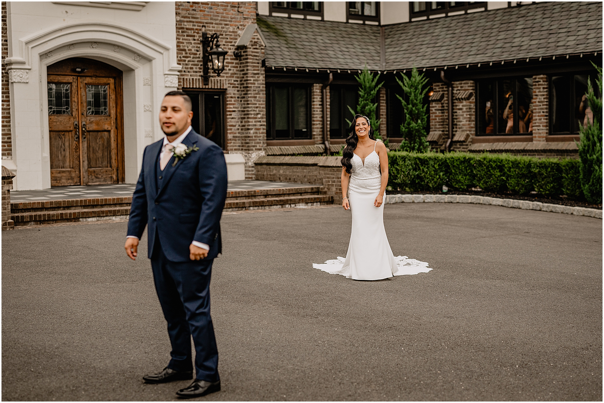 Bride and groom first look at their Wedding at the Tilling House in Eatontown, NJ