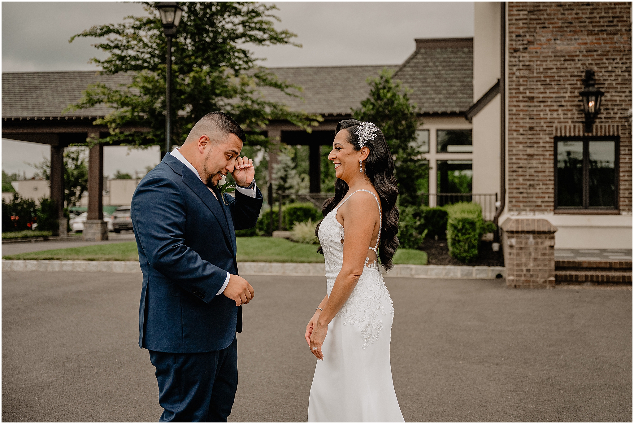 Bride and groom first look at their Wedding at the Tilling House in Eatontown, NJ