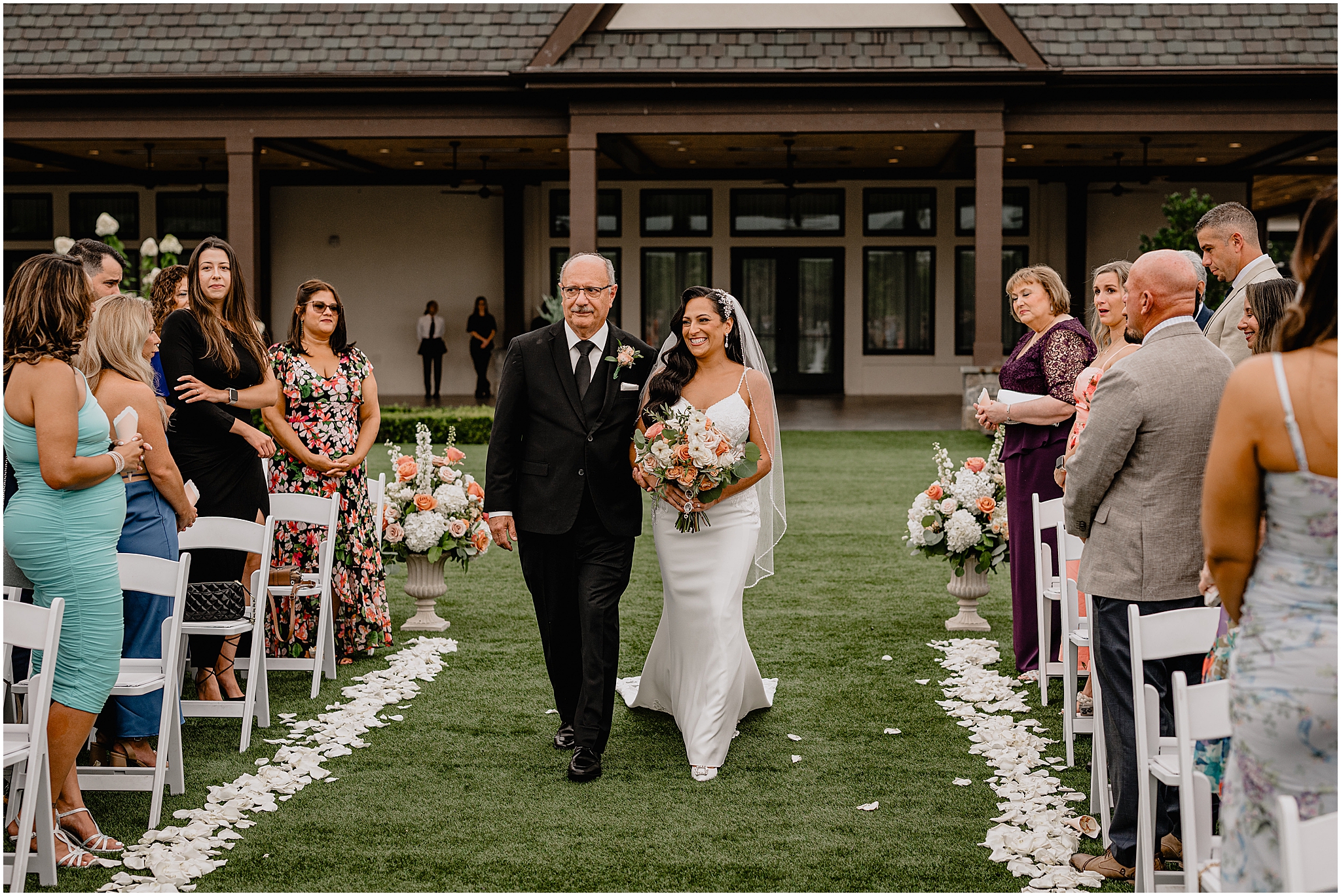 Bride with her father walking down the aisle at their Wedding at the Tilling House in Eatontown, NJ