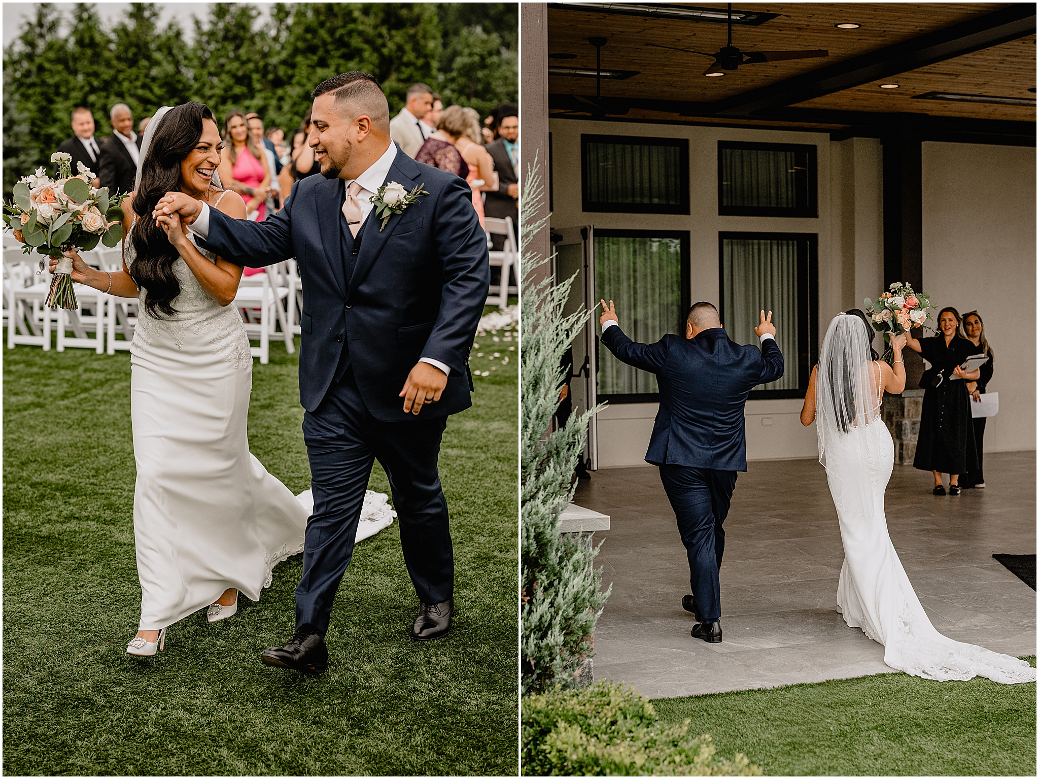 Bride and groom exiting at their Wedding at the Tilling House in Eatontown, NJ