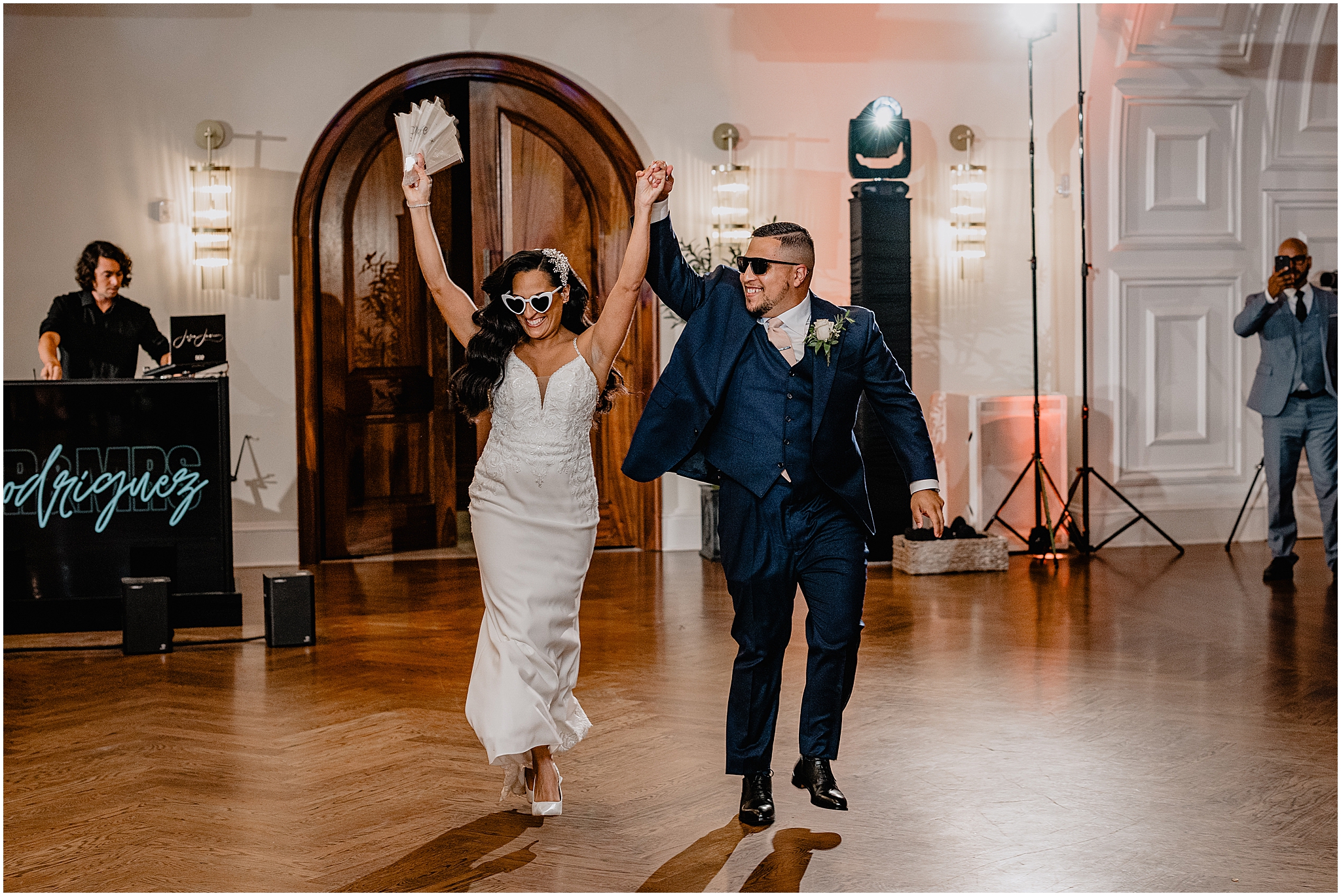 Reception grand entrance of the bride and groom at their Wedding at the Tilling House in Eatontown, NJ