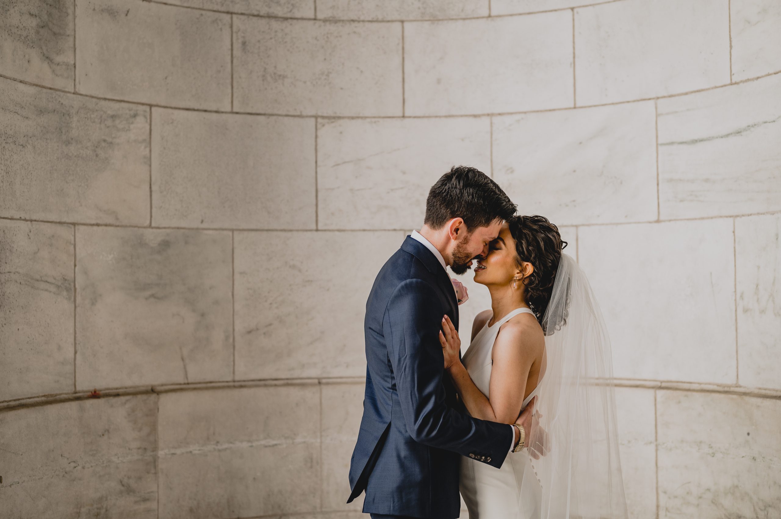 Couple at their New York Public Library Engagements and Weddings