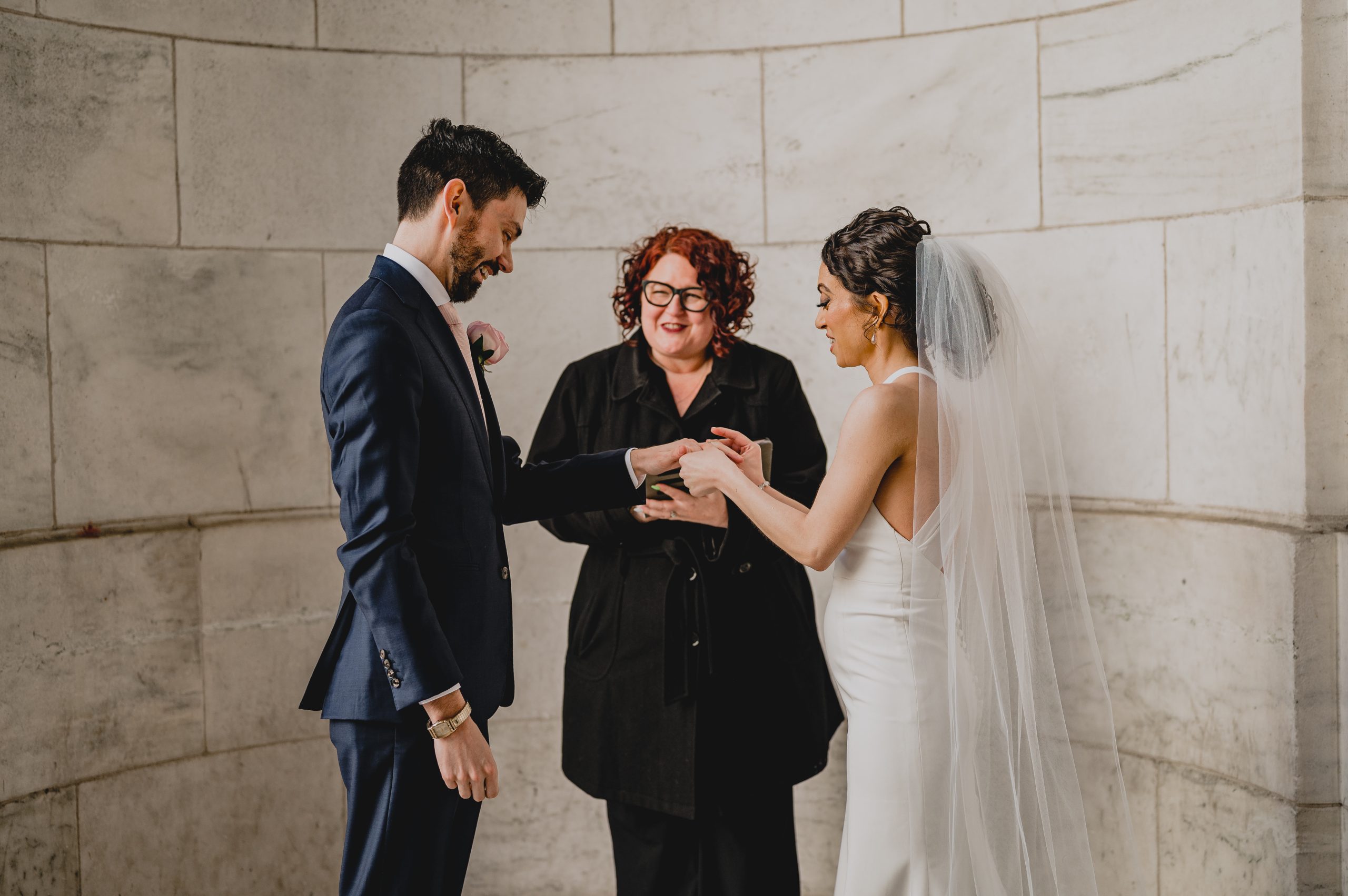Couple at their New York Public Library Engagements and Weddings