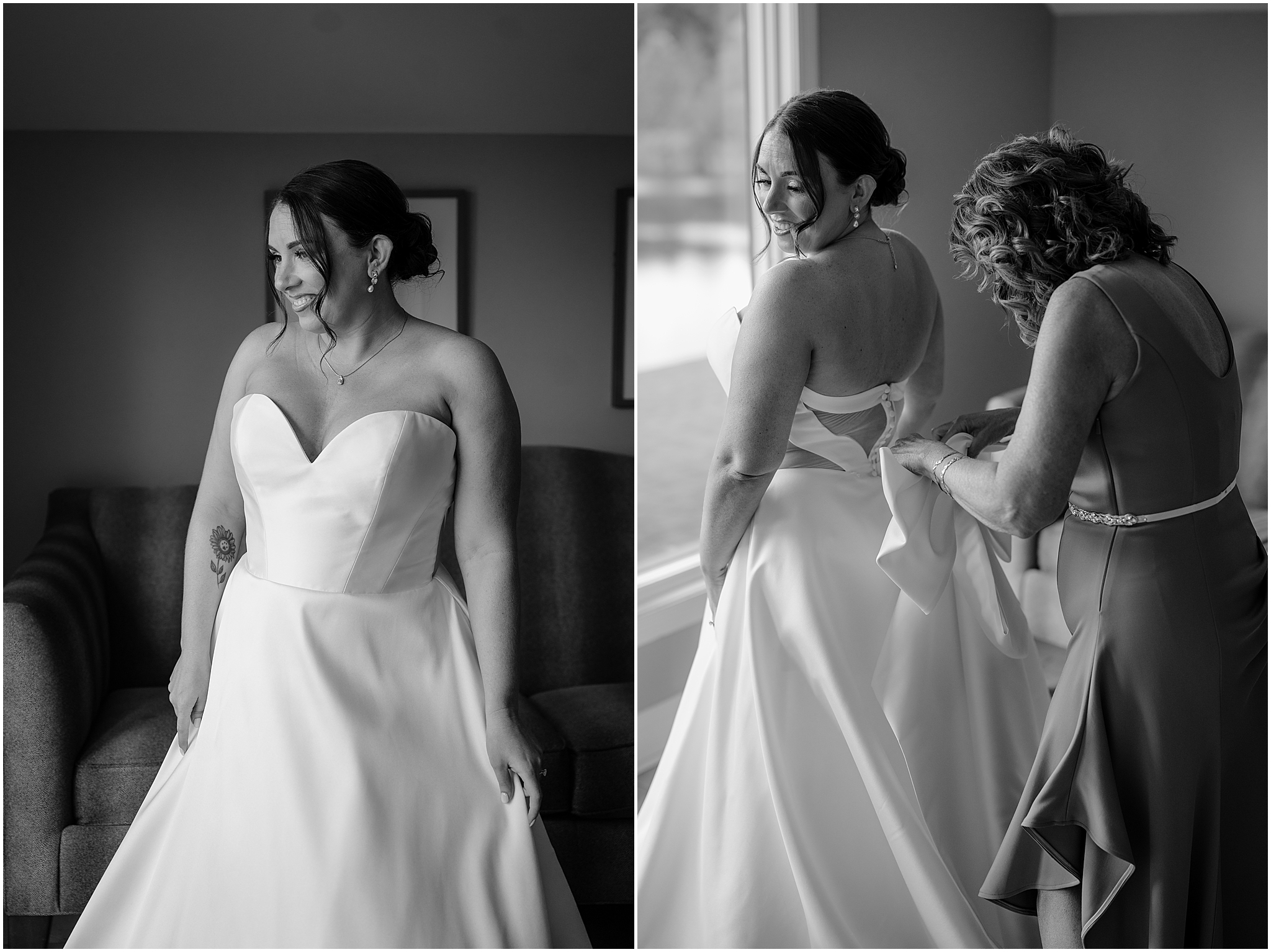 Bride getting ready for her wedding at Rock Island Lake Club.