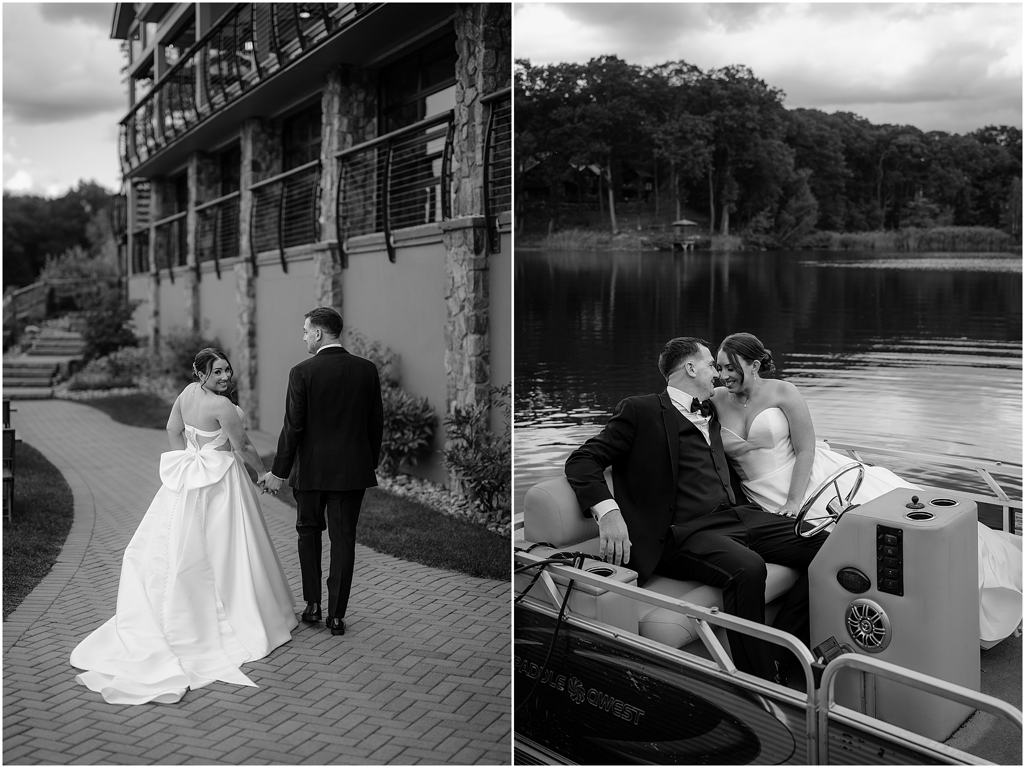 Couple portrait by the lake at their wedding at Rock Island Lake Club.