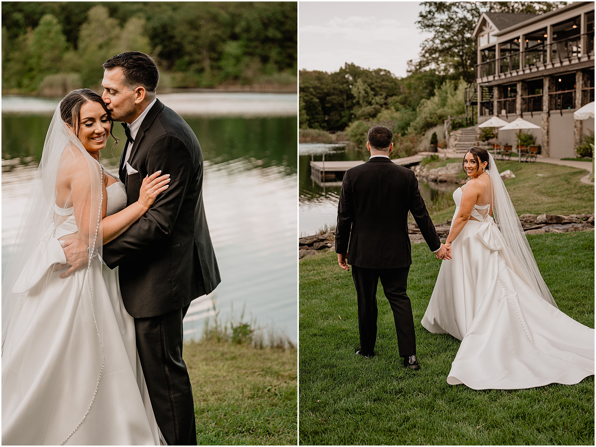 Couple portrait by the lake at their wedding at Rock Island Lake Club.