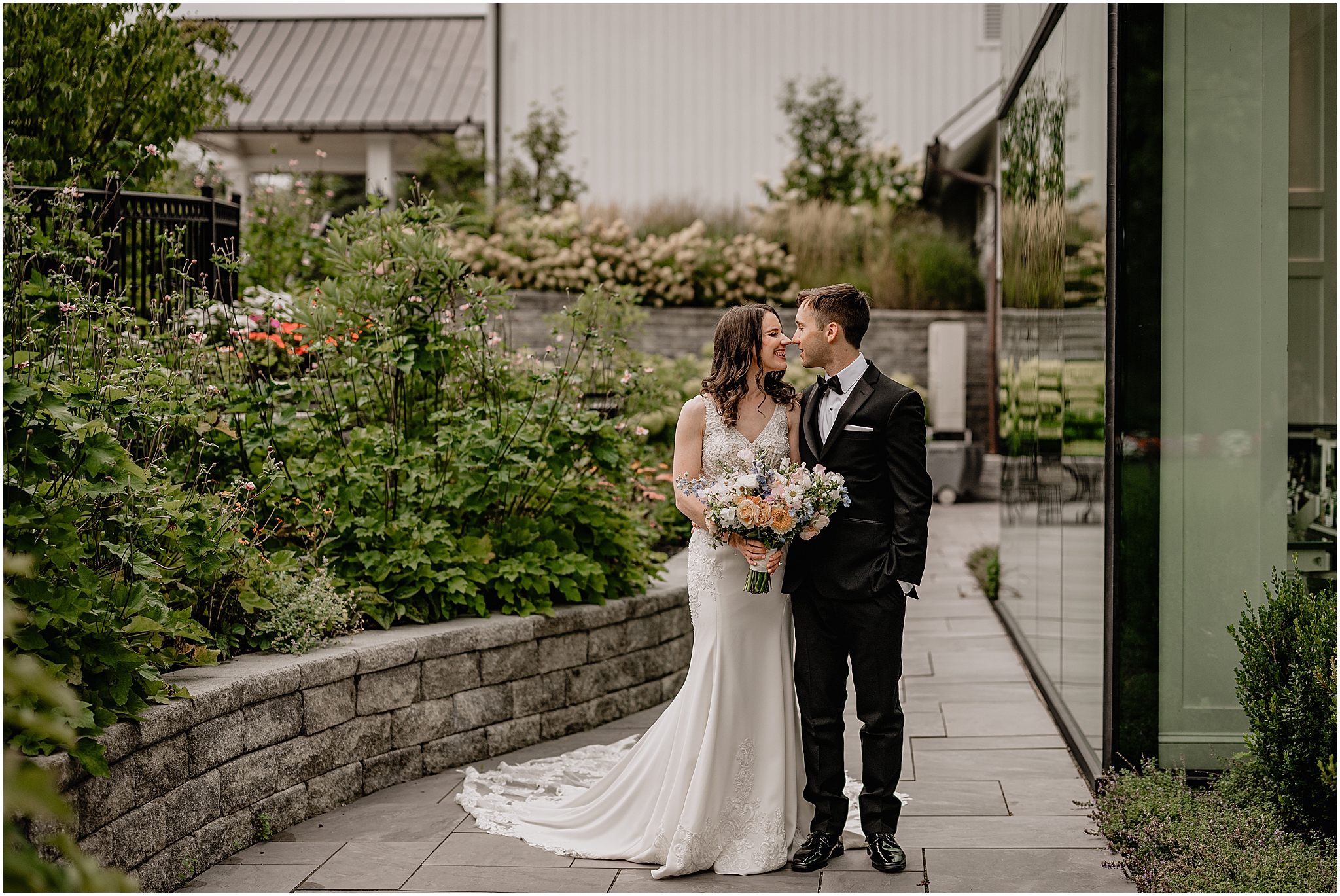 Couple’s portraits during their Summer Crossed Keys Estate wedding