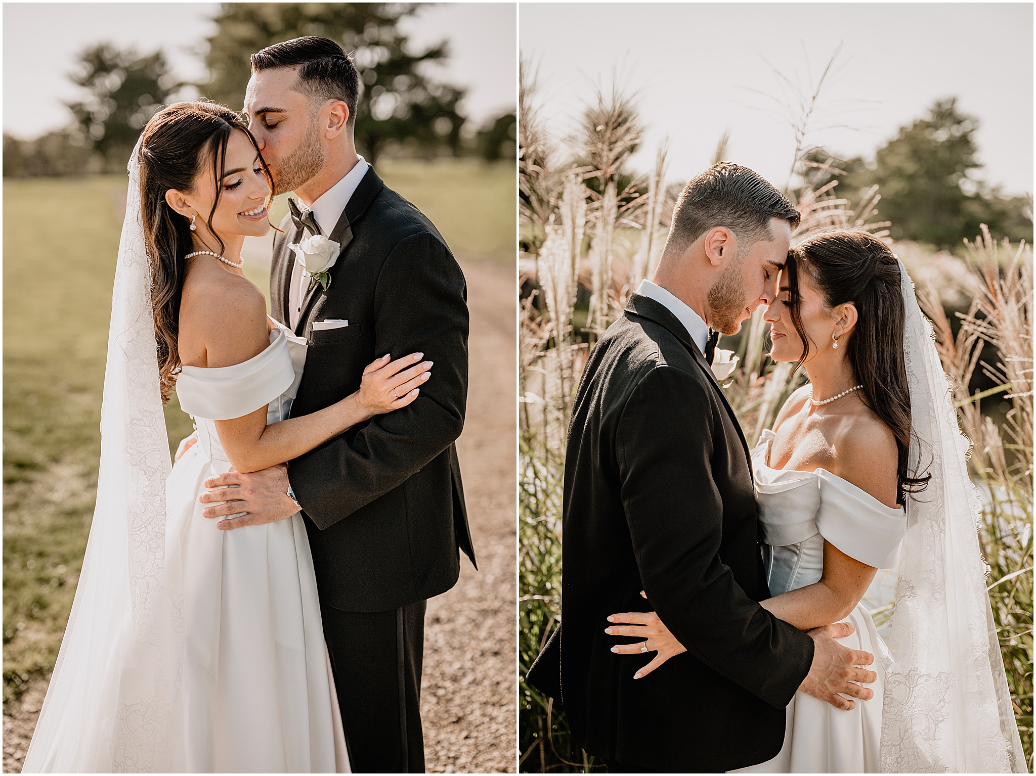 Bride and groom sharing a quiet moment together outside during their Tillinghouse Wedding portraits.