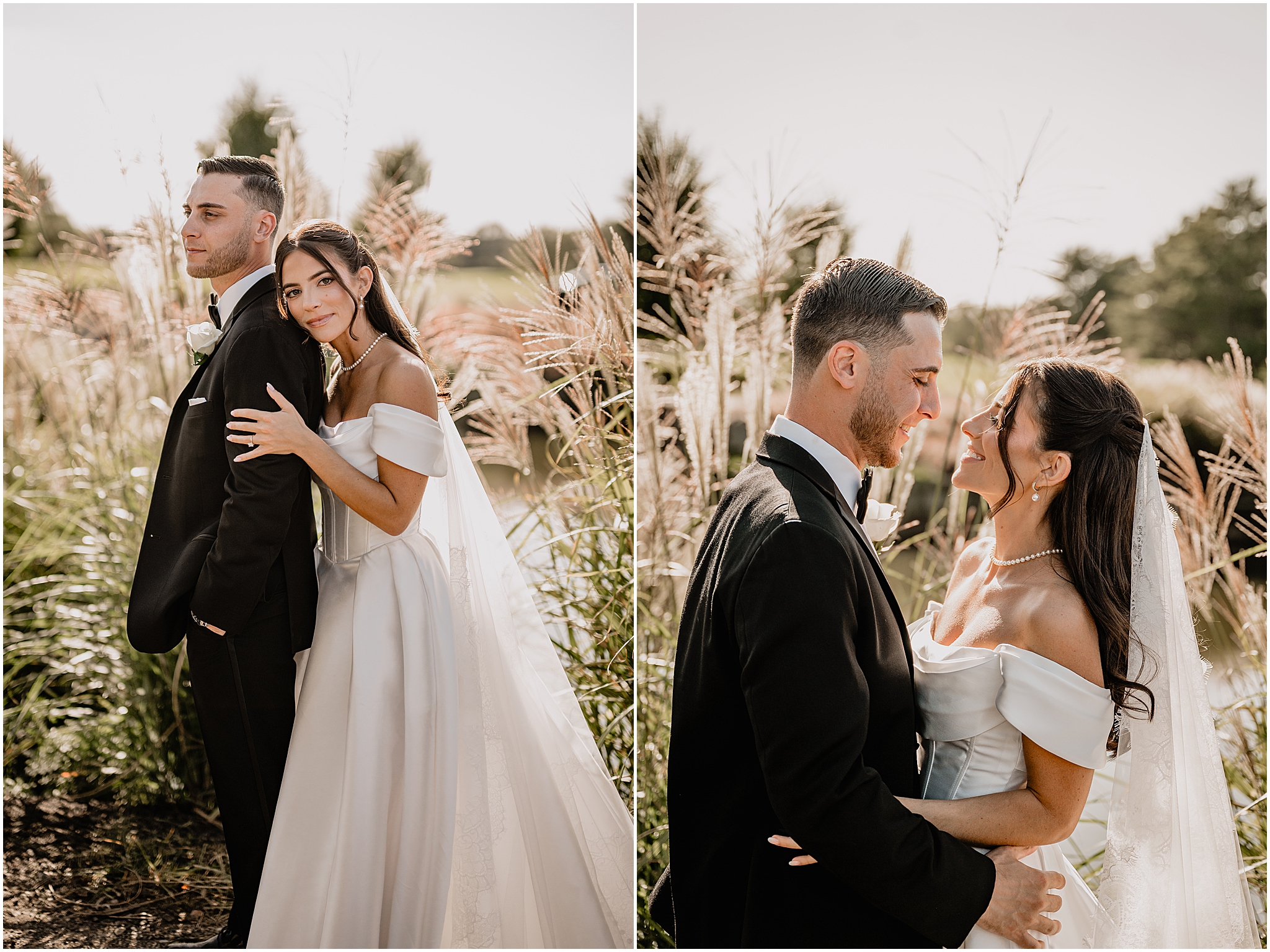 Bride and groom sharing a quiet moment together outside during their Tillinghouse Wedding portraits.